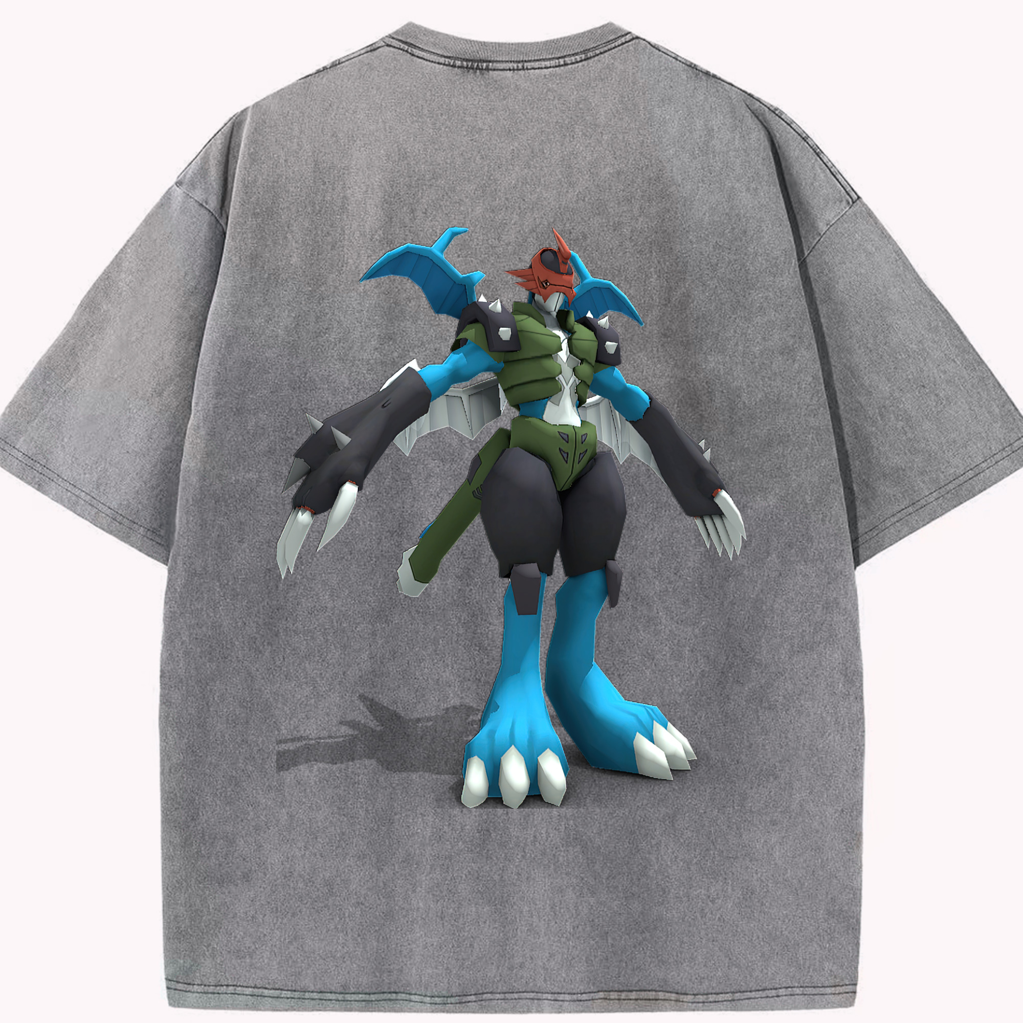 （画像用） Digimon デジタルモンスター/デジモン 綿100% ヴィンテージ風 半袖Tシャツ（背面プリント）