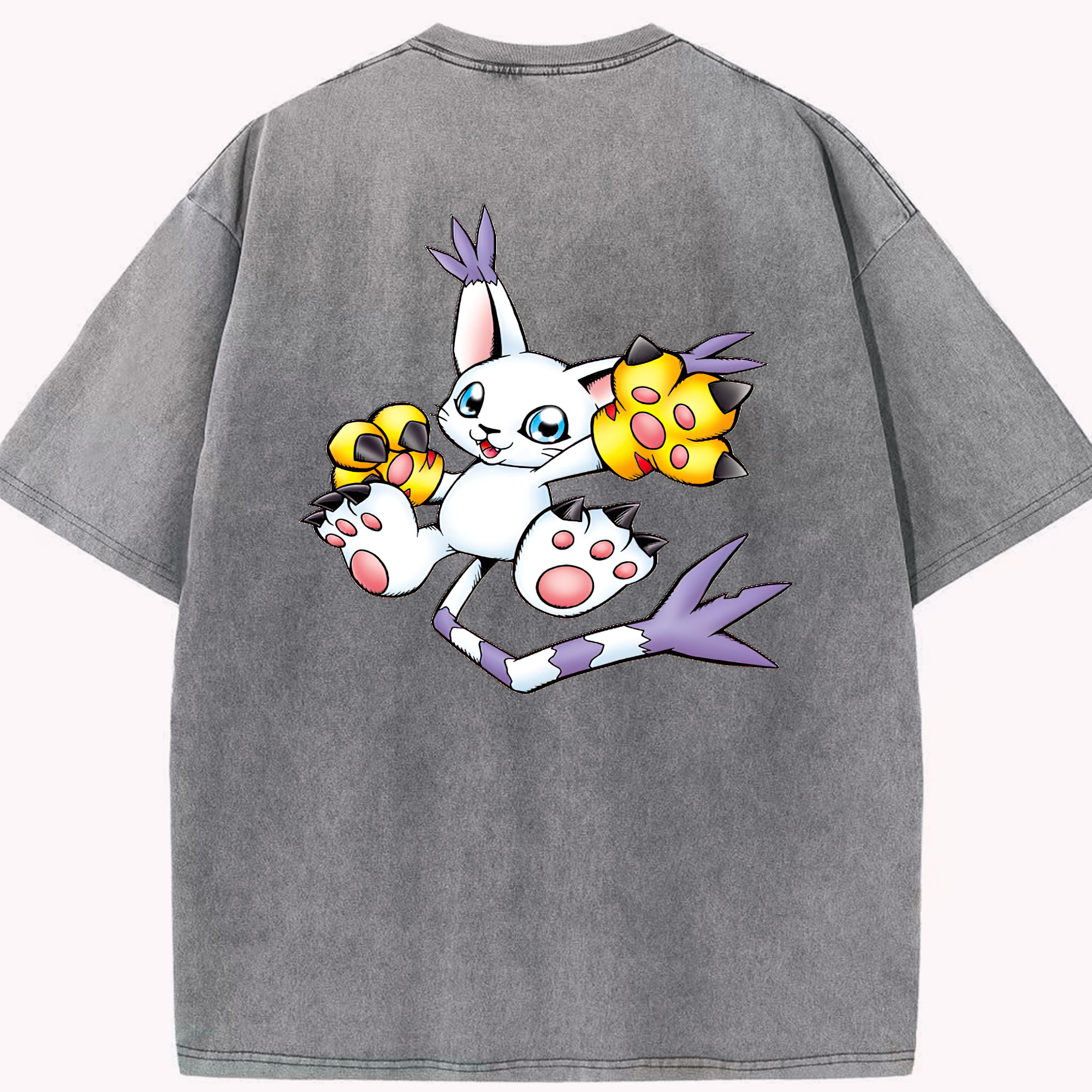 （画像用） Digimon デジタルモンスター/デジモン 綿100% ヴィンテージ風 半袖Tシャツ（背面プリント）
