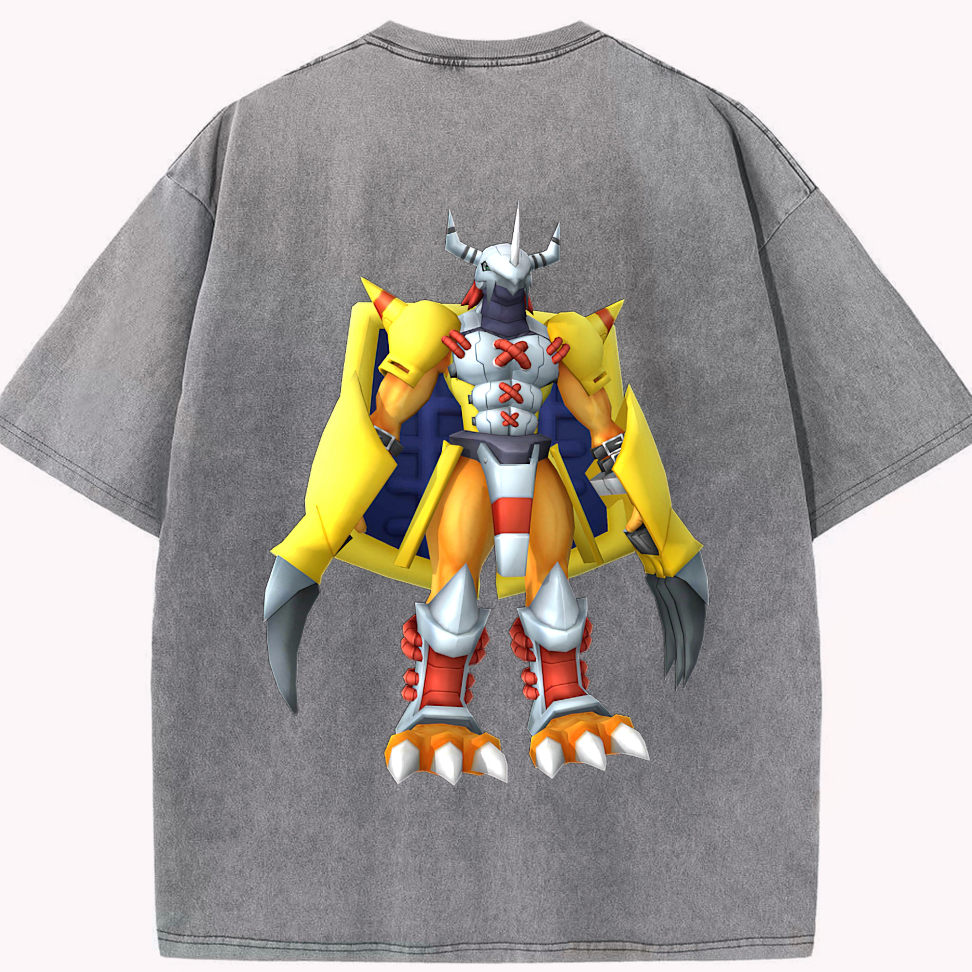 （画像用） Digimon デジタルモンスター/デジモン 綿100% ヴィンテージ風 半袖Tシャツ（背面プリント）