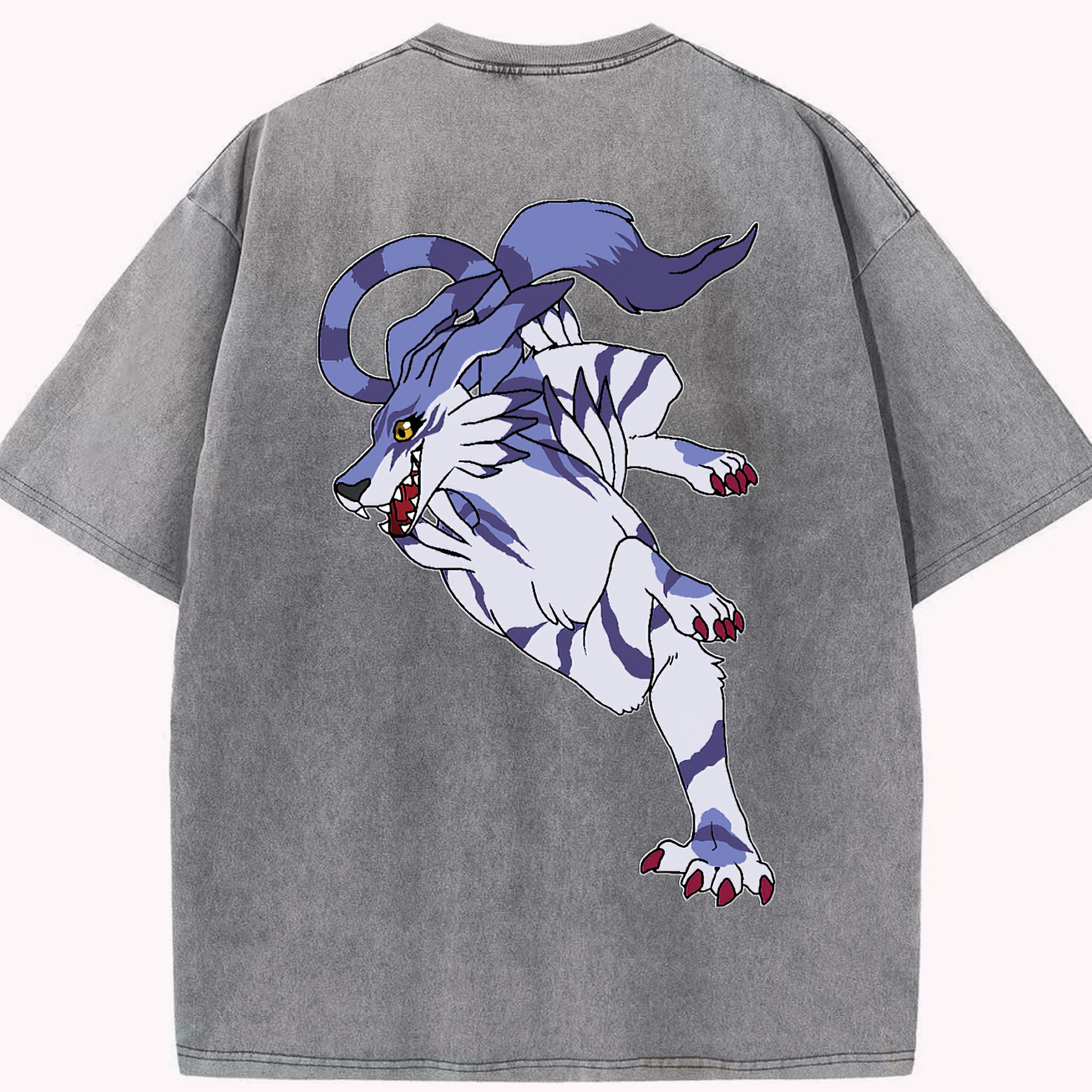 （画像用） Digimon デジタルモンスター/デジモン 綿100% ヴィンテージ風 半袖Tシャツ（背面プリント）