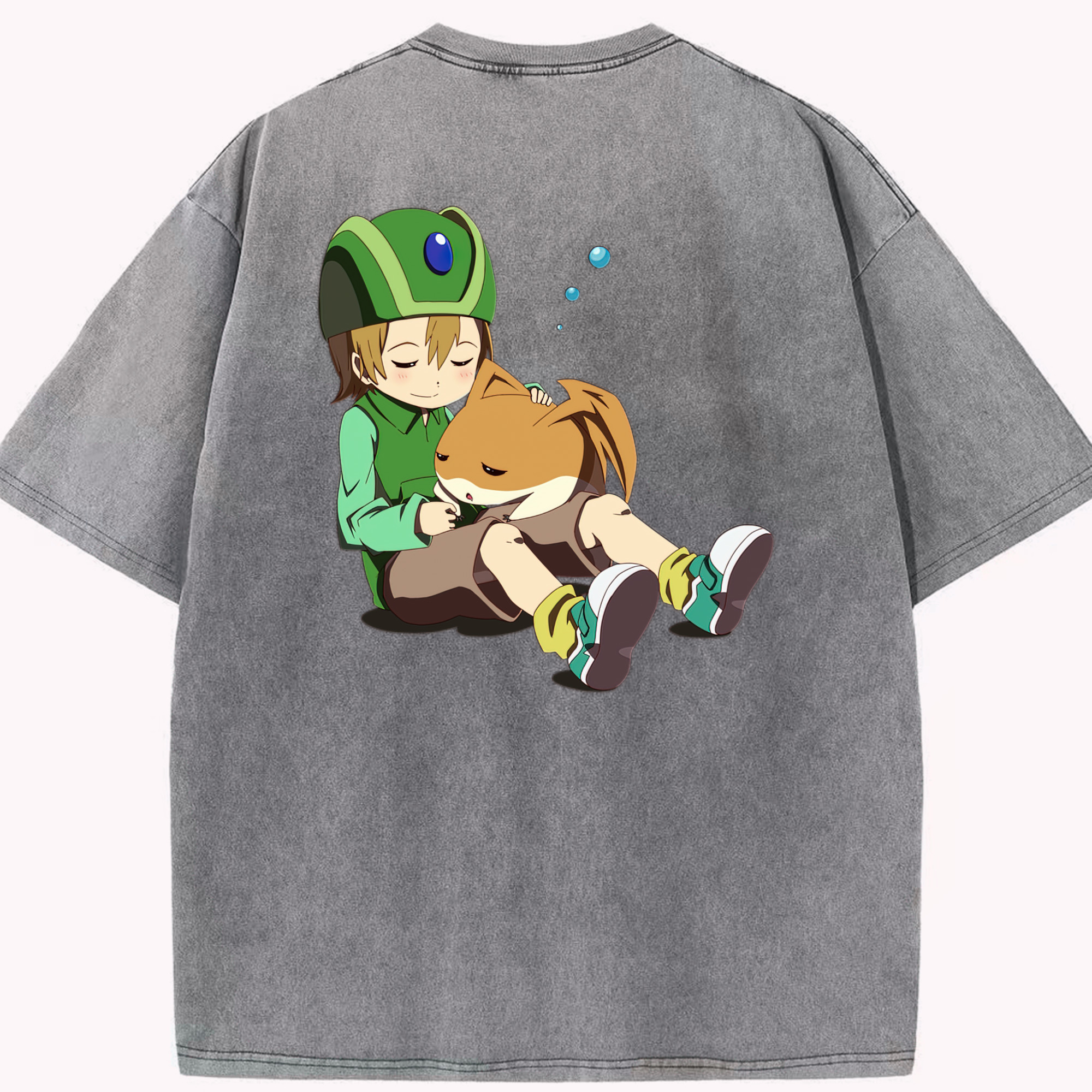 （画像用） Digimon デジタルモンスター/デジモン 綿100% ヴィンテージ風 半袖Tシャツ（背面プリント）