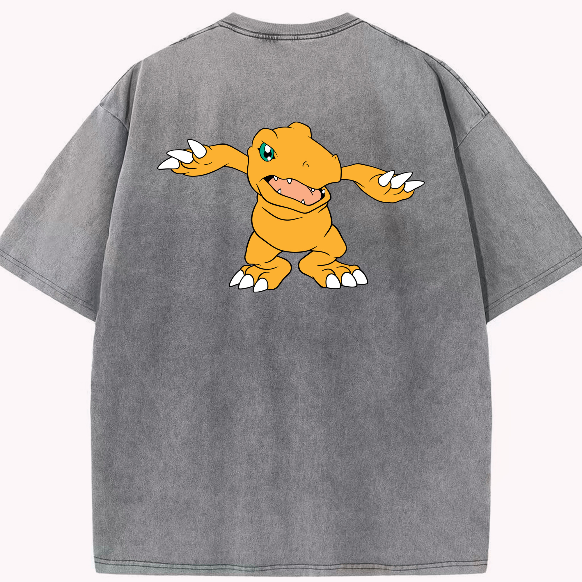 （画像用） Digimon デジタルモンスター/デジモン 綿100% ヴィンテージ風 半袖Tシャツ（背面プリント）