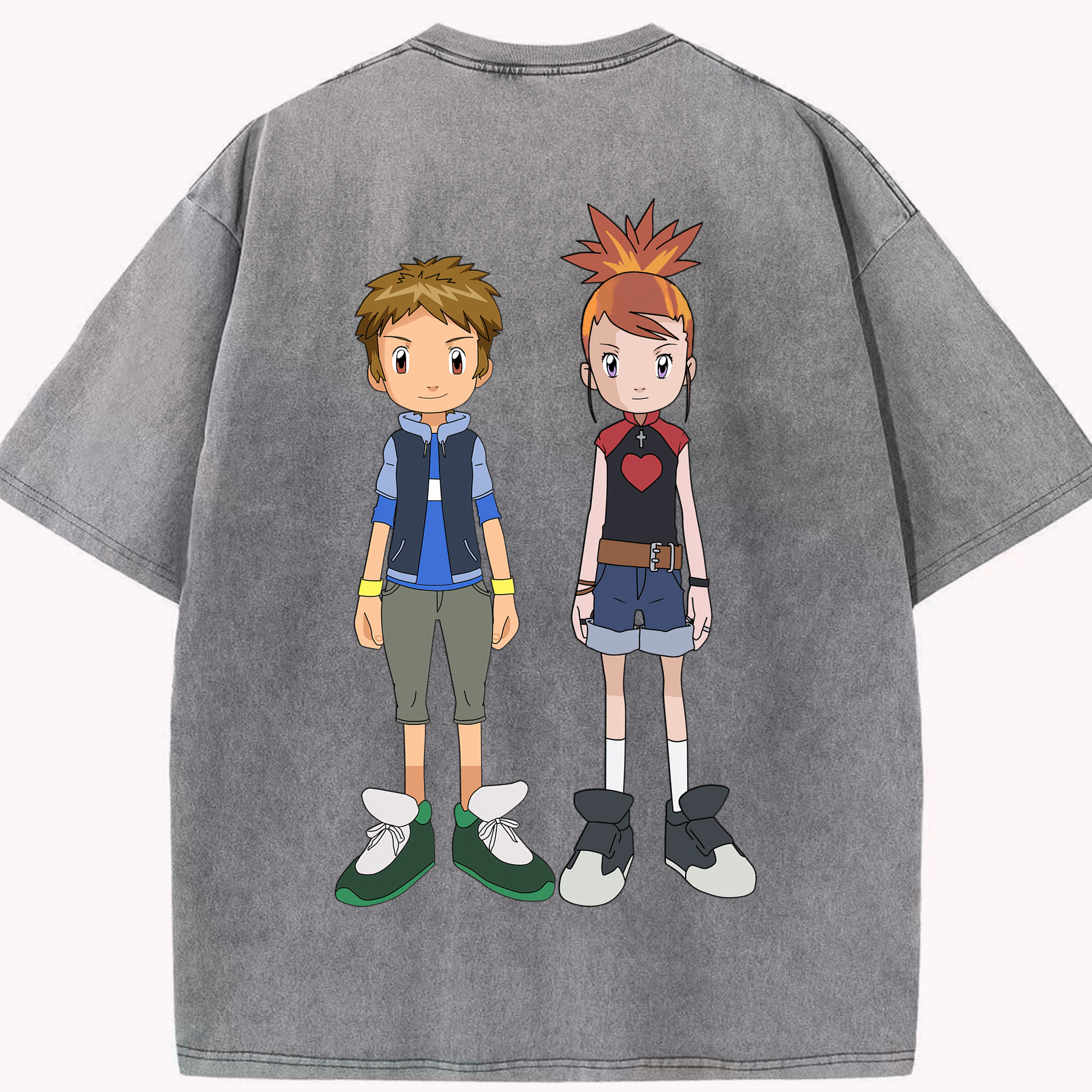 （画像用） Digimon デジタルモンスター/デジモン 綿100% ヴィンテージ風 半袖Tシャツ（背面プリント）