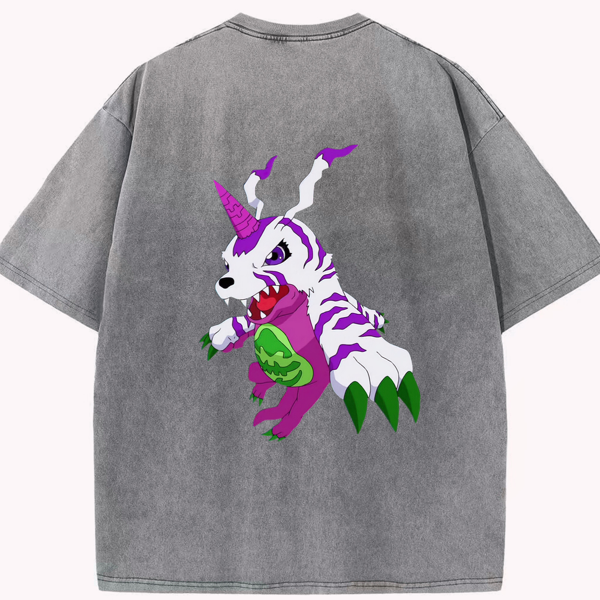 （画像用） Digimon デジタルモンスター/デジモン 綿100% ヴィンテージ風 半袖Tシャツ（背面プリント）