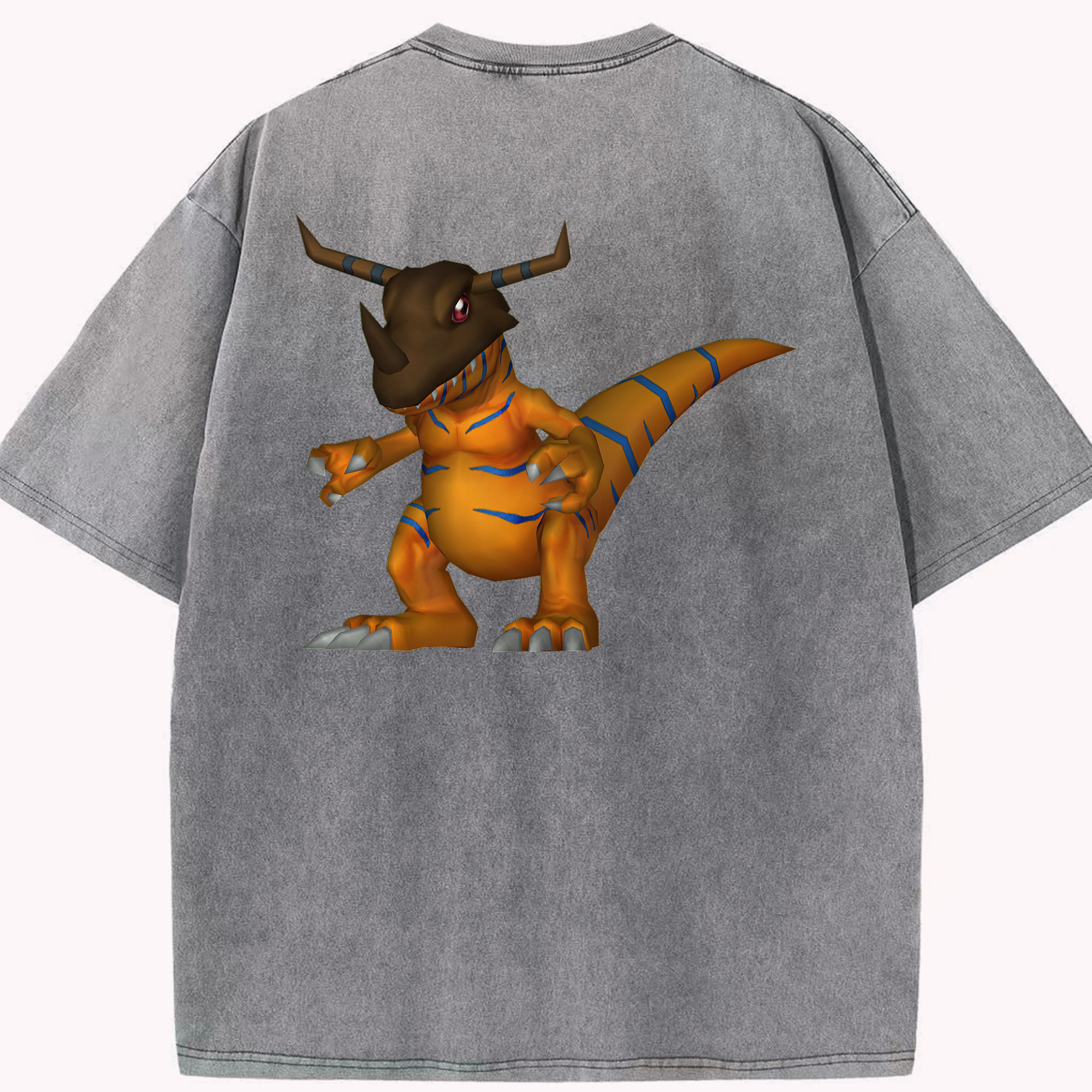 （画像用） Digimon デジタルモンスター/デジモン 綿100% ヴィンテージ風 半袖Tシャツ（背面プリント）