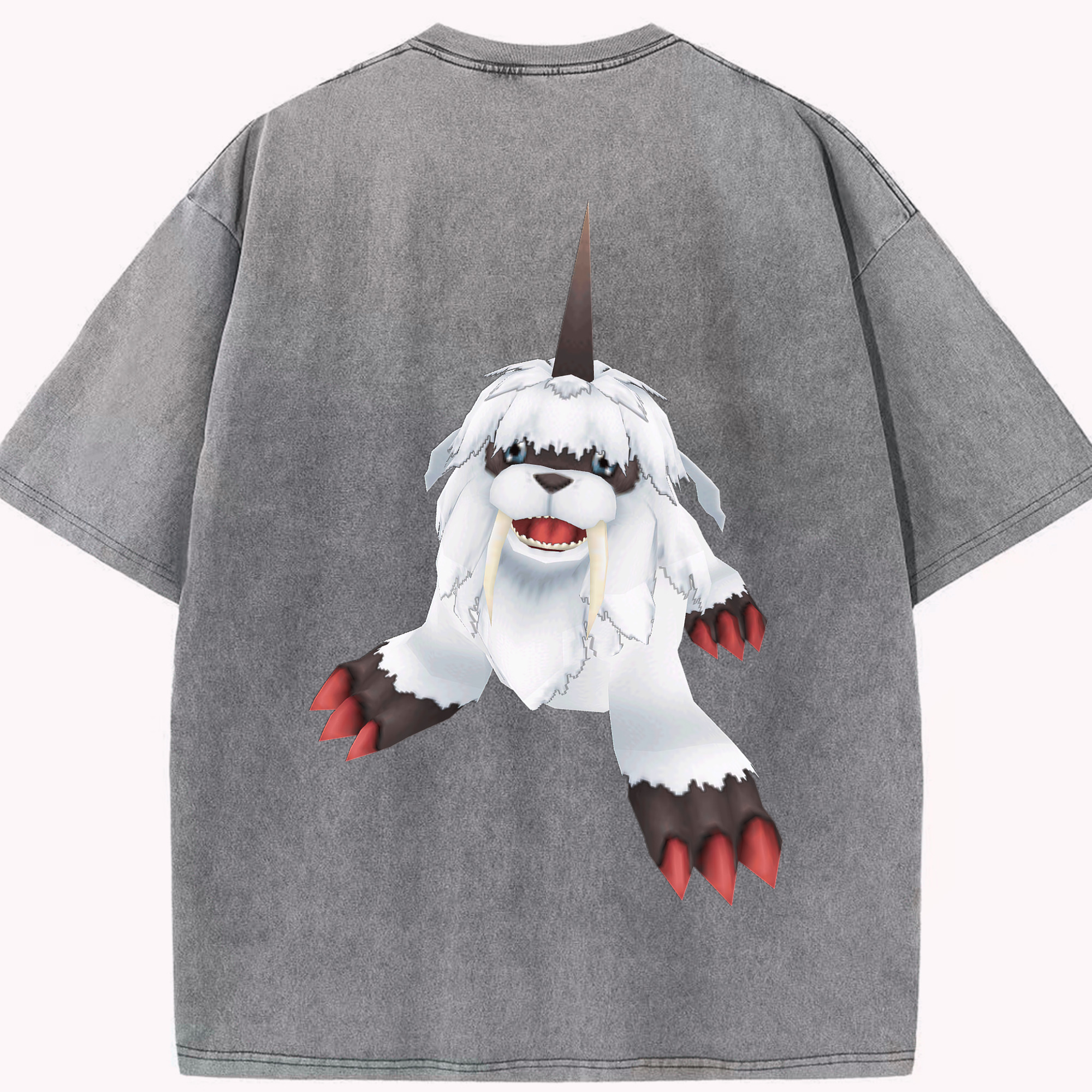 （画像用） Digimon デジタルモンスター/デジモン 綿100% ヴィンテージ風 半袖Tシャツ（背面プリント）