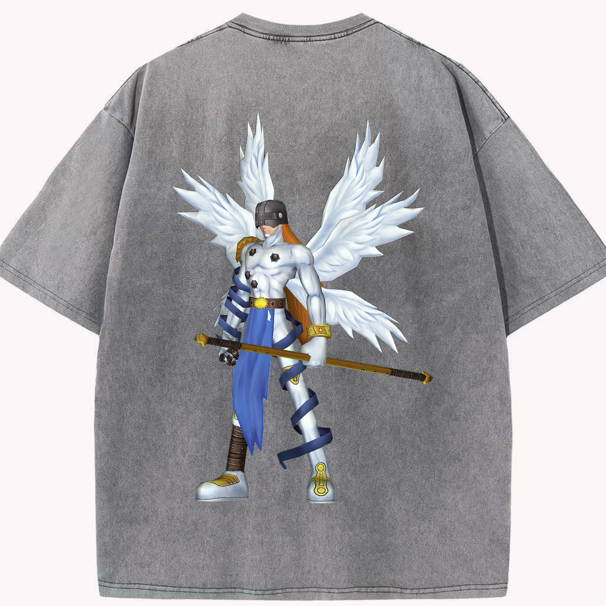 （画像用） Digimon デジタルモンスター/デジモン 綿100% ヴィンテージ風 半袖Tシャツ（背面プリント）