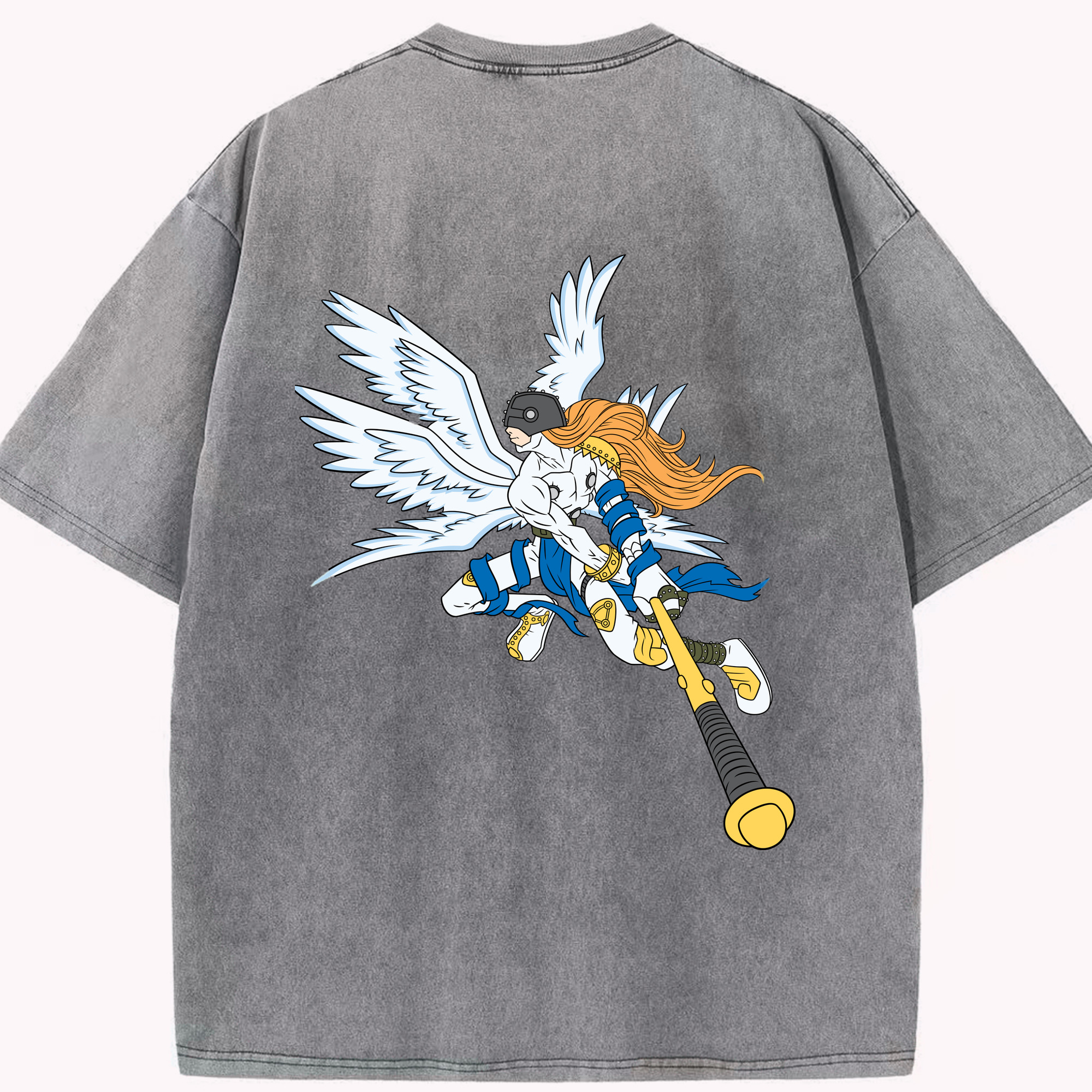 （画像用） Digimon デジタルモンスター/デジモン 綿100% ヴィンテージ風 半袖Tシャツ（背面プリント）