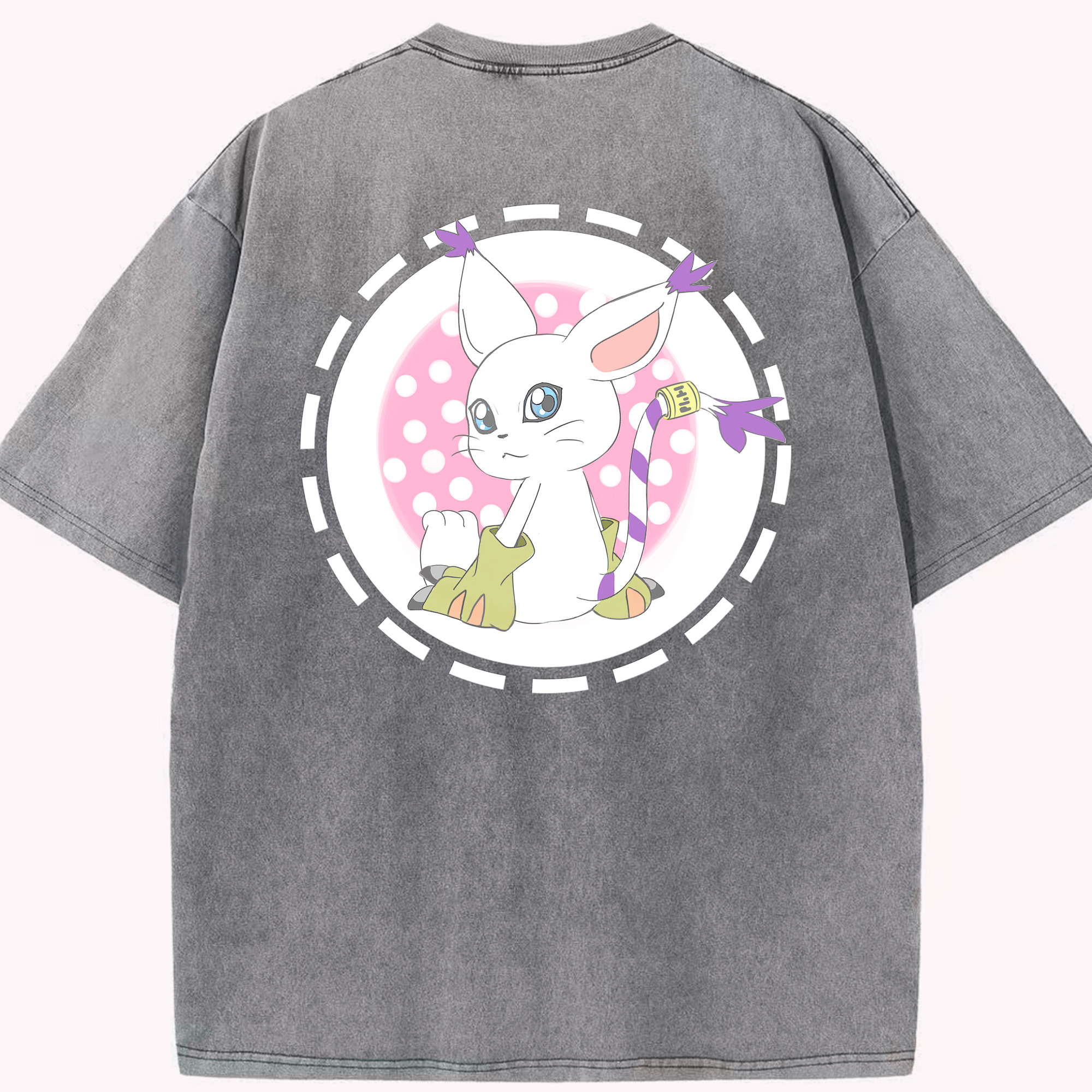 （画像用） Digimon デジタルモンスター/デジモン 綿100% ヴィンテージ風 半袖Tシャツ（背面プリント）
