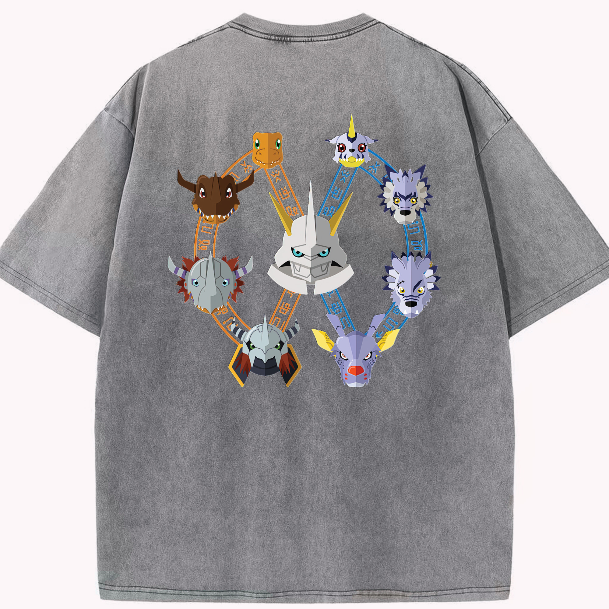 （画像用） Digimon デジタルモンスター/デジモン 綿100% ヴィンテージ風 半袖Tシャツ（背面プリント）