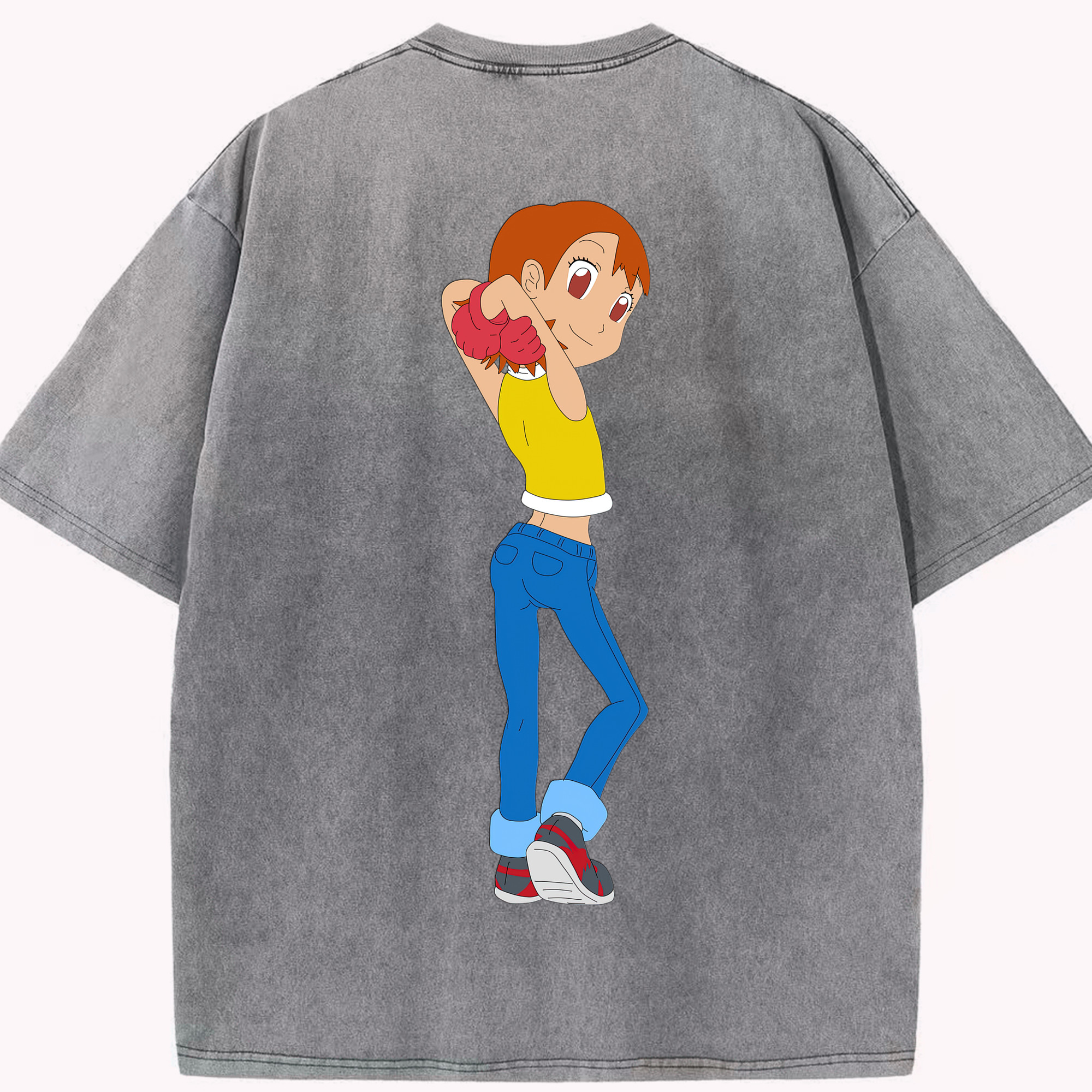 （画像用） Digimon デジタルモンスター/デジモン 綿100% ヴィンテージ風 半袖Tシャツ（背面プリント）