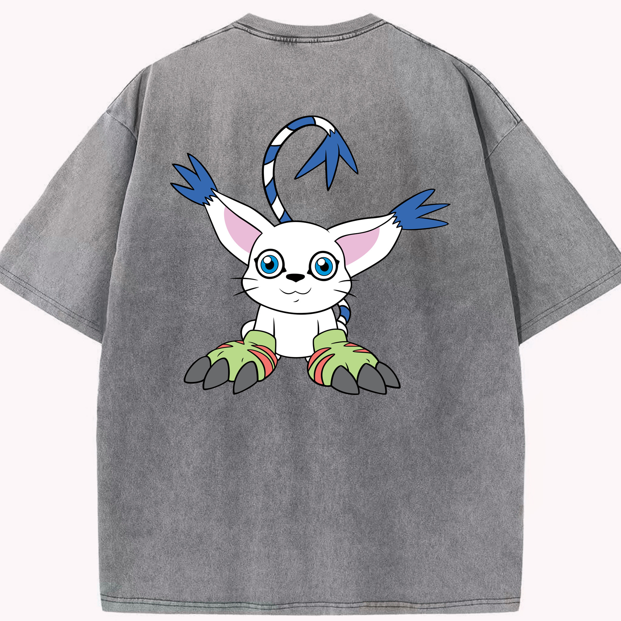 （画像用） Digimon デジタルモンスター/デジモン 綿100% ヴィンテージ風 半袖Tシャツ（背面プリント）
