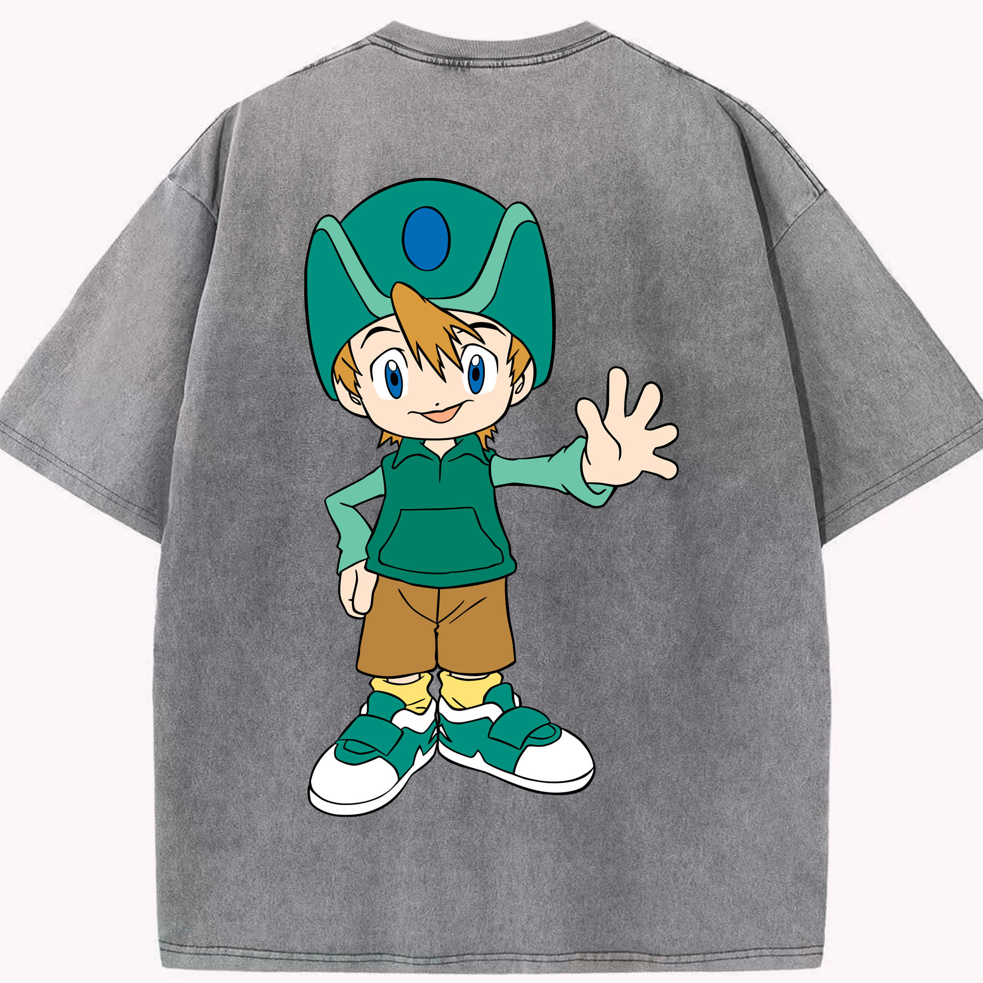 （画像用） Digimon デジタルモンスター/デジモン 綿100% ヴィンテージ風 半袖Tシャツ（背面プリント）