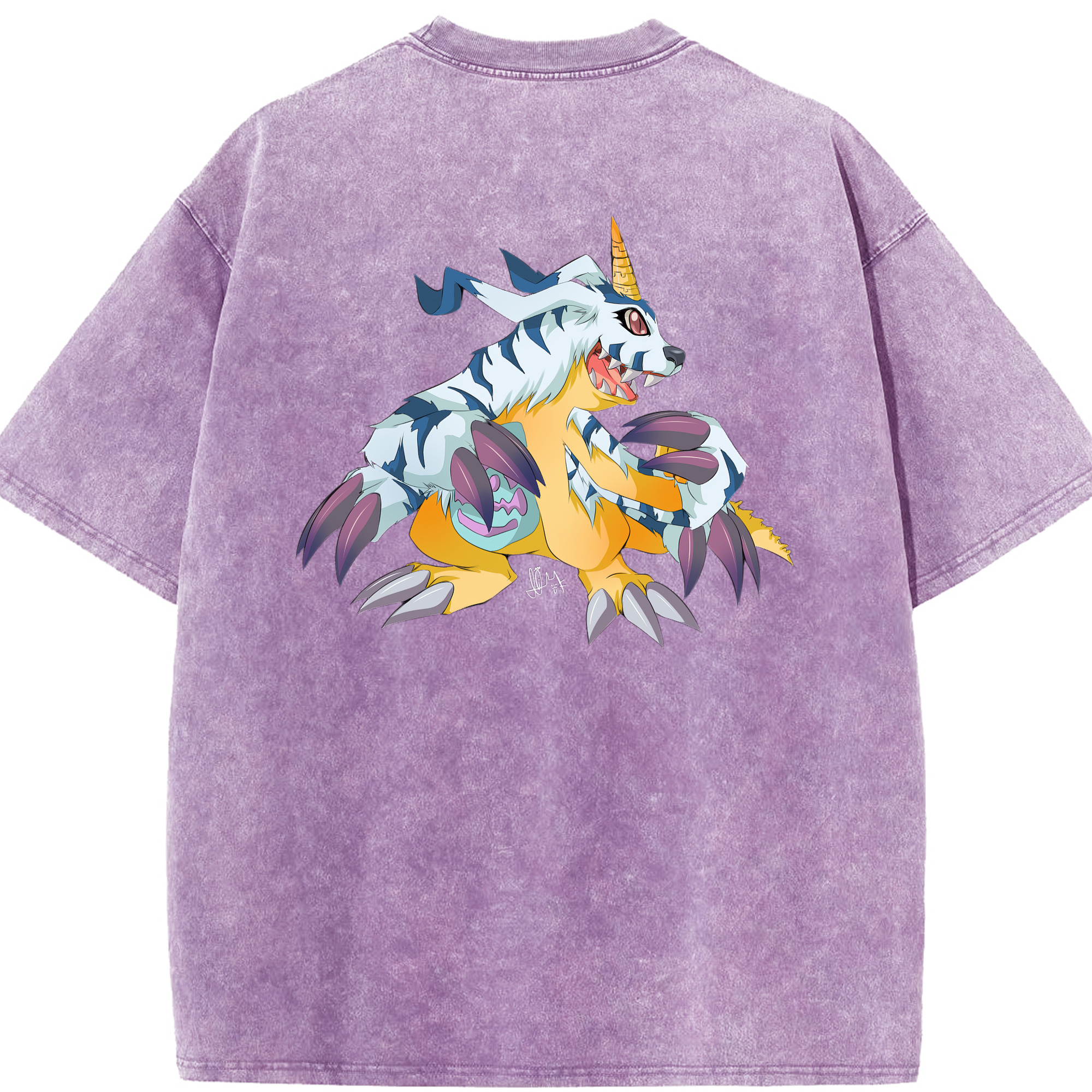 （画像用） Digimon デジタルモンスター/デジモン 綿100% ヴィンテージ風 半袖Tシャツ（背面プリント）