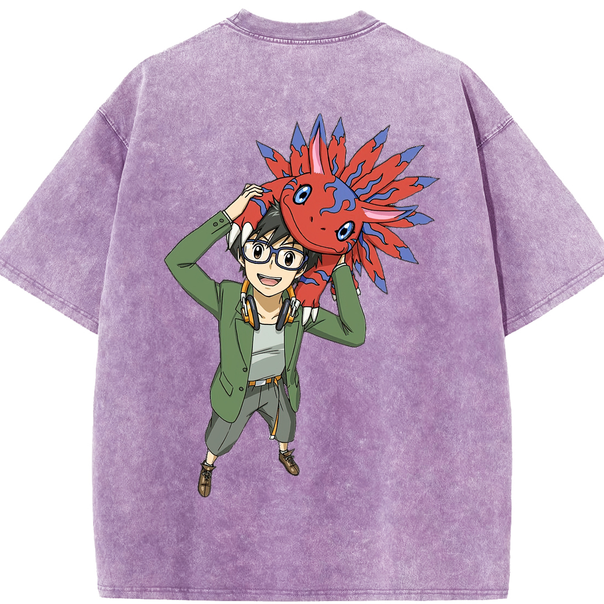 （画像用） Digimon デジタルモンスター/デジモン 綿100% ヴィンテージ風 半袖Tシャツ（背面プリント）