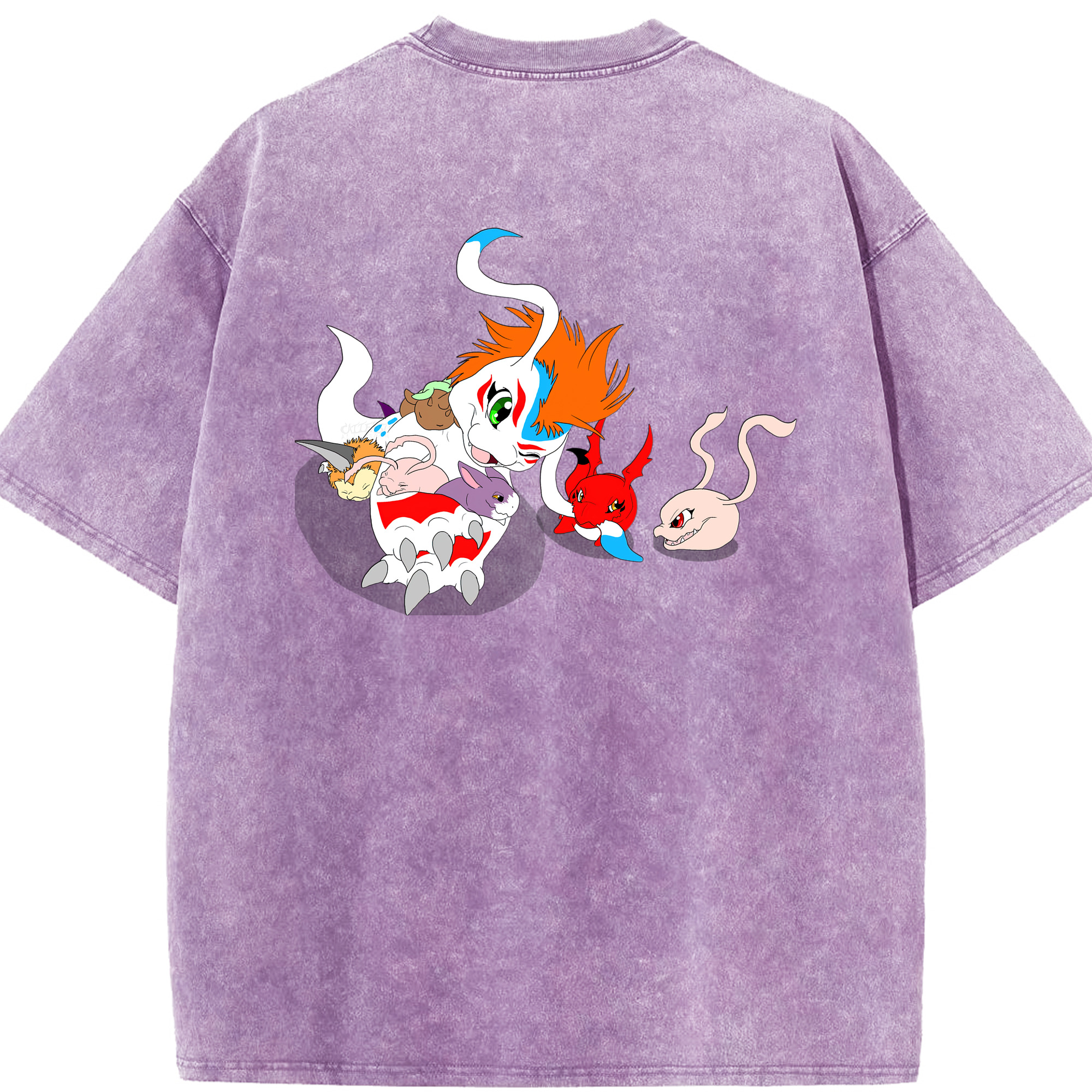 （画像用） Digimon デジタルモンスター/デジモン 綿100% ヴィンテージ風 半袖Tシャツ（背面プリント）