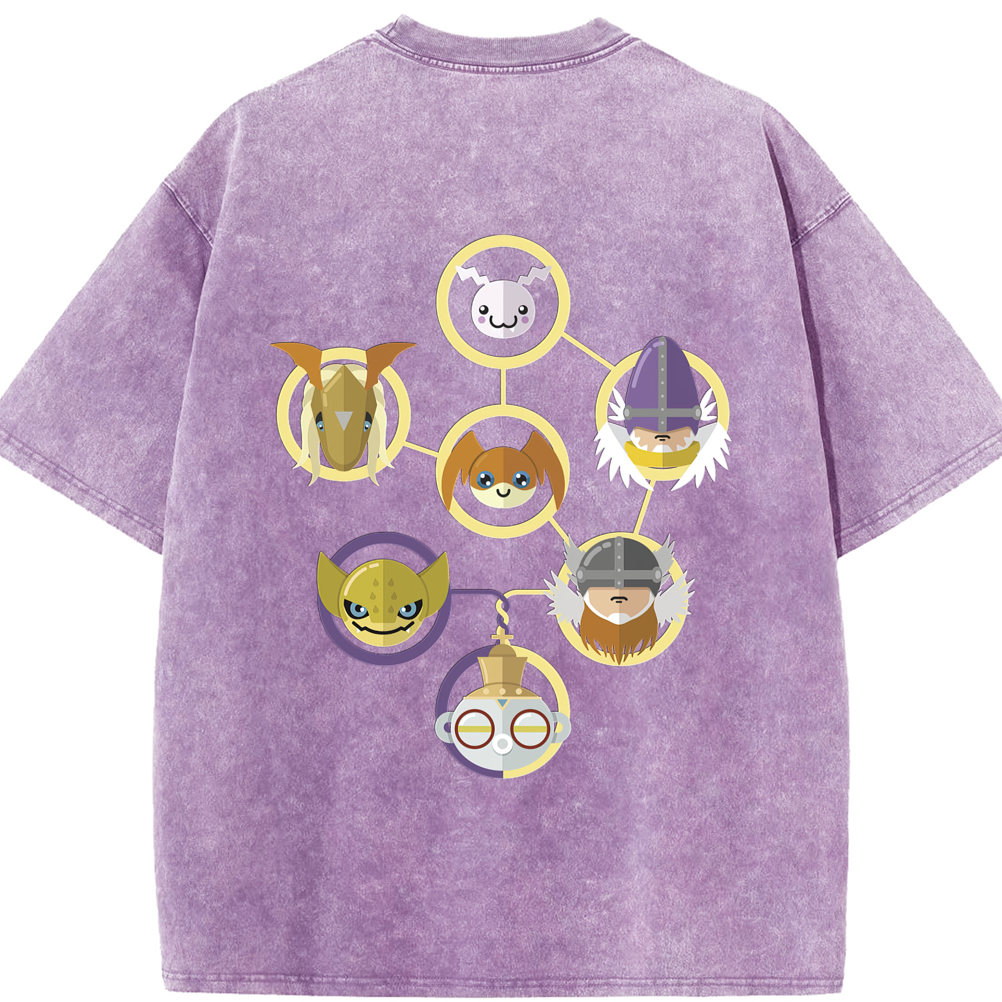 （画像用） Digimon デジタルモンスター/デジモン 綿100% ヴィンテージ風 半袖Tシャツ（背面プリント）