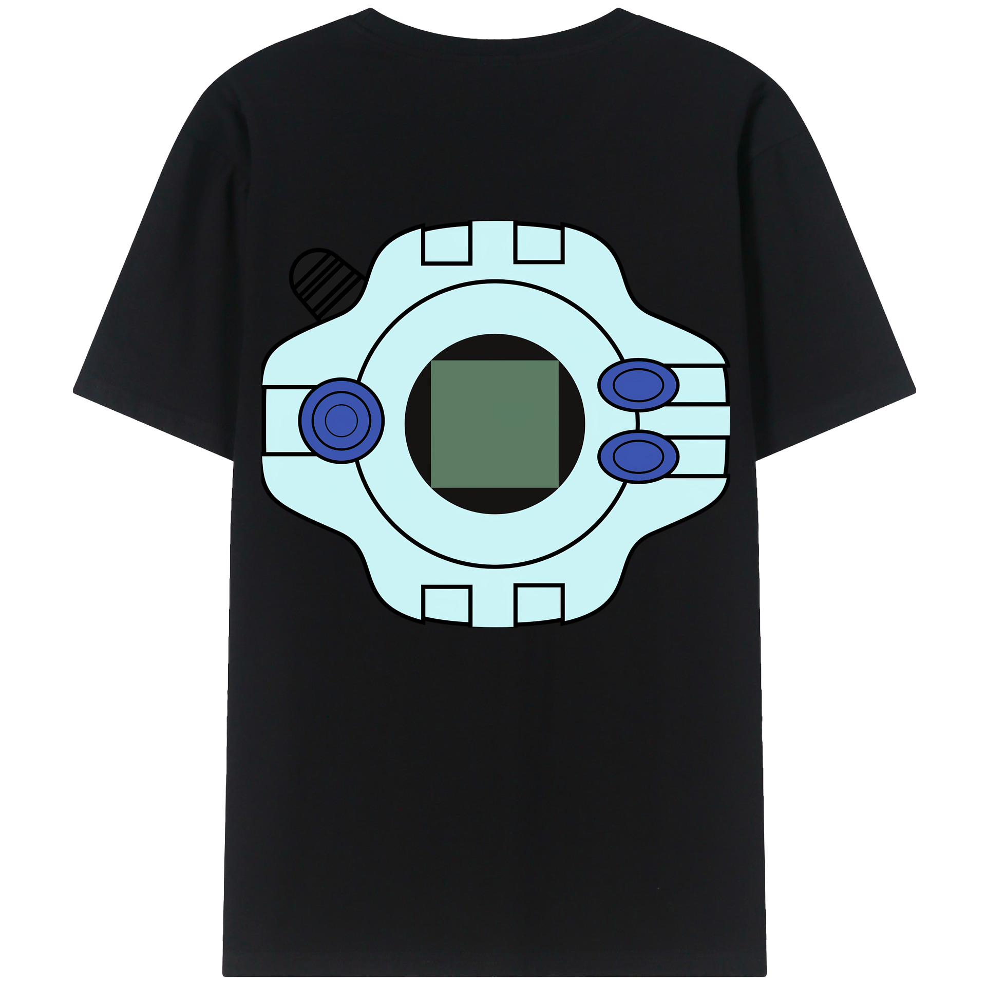 （画像用） Digimon デジタルモンスター/デジモン 綿100％ メンズ半袖Tシャツ（バックプリント） 通気性
