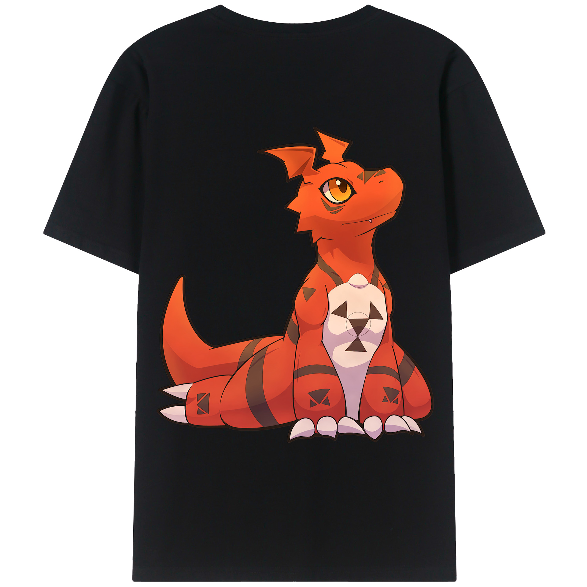 （画像用） Digimon デジタルモンスター/デジモン 綿100％ メンズ半袖Tシャツ（バックプリント） 通気性