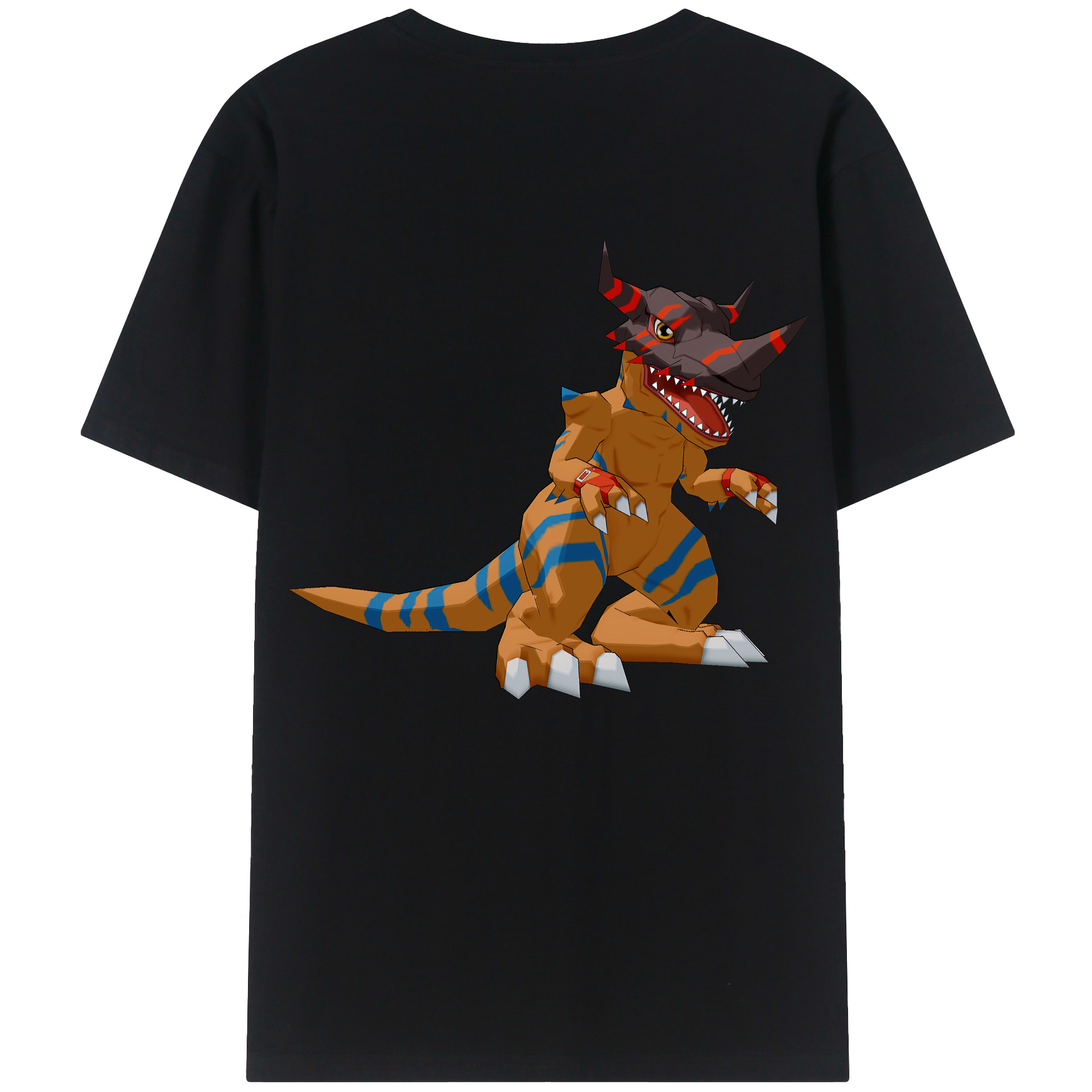 （画像用） Digimon デジタルモンスター/デジモン 綿100％ メンズ半袖Tシャツ（バックプリント） 通気性