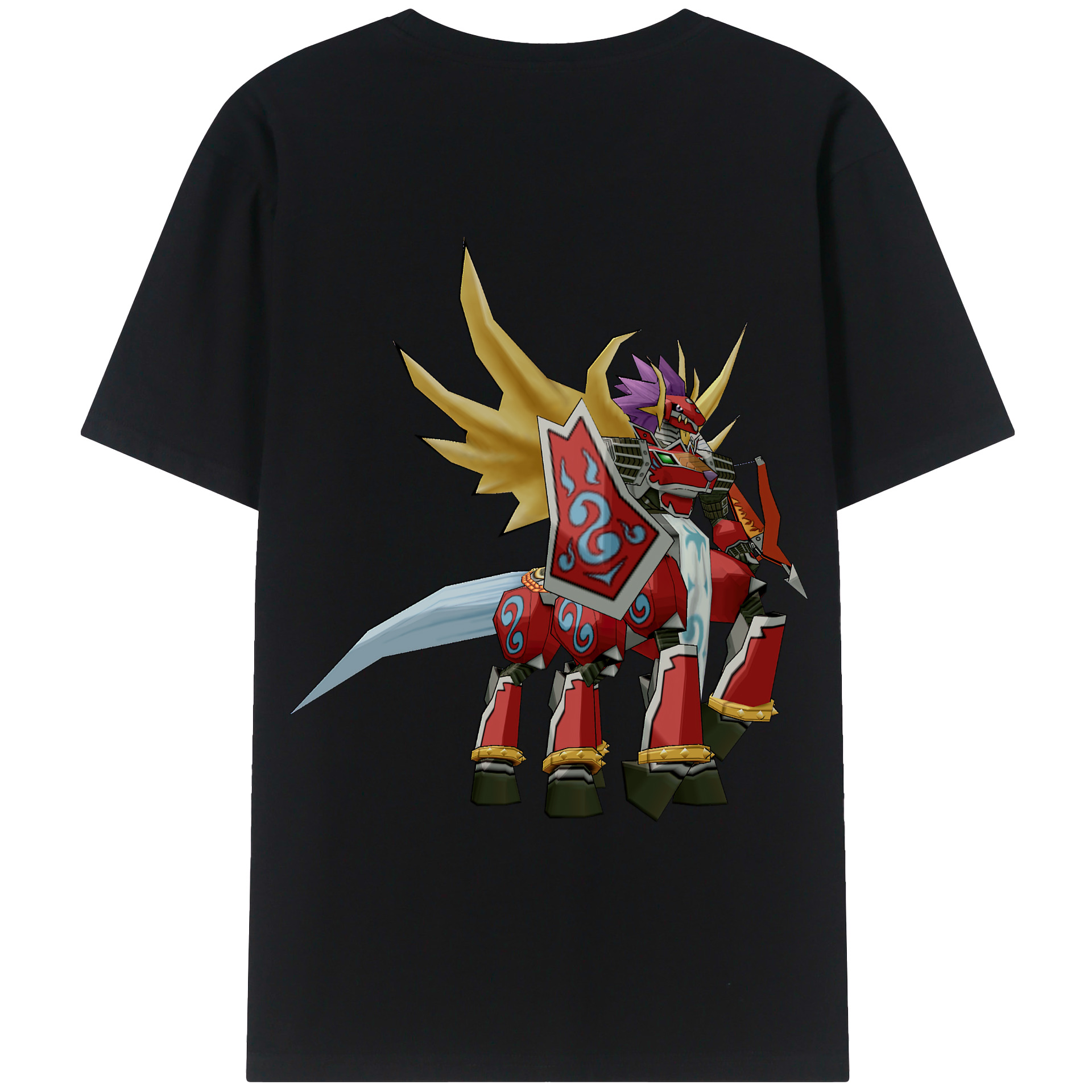（画像用） Digimon デジタルモンスター/デジモン 綿100％ メンズ半袖Tシャツ（バックプリント） 通気性