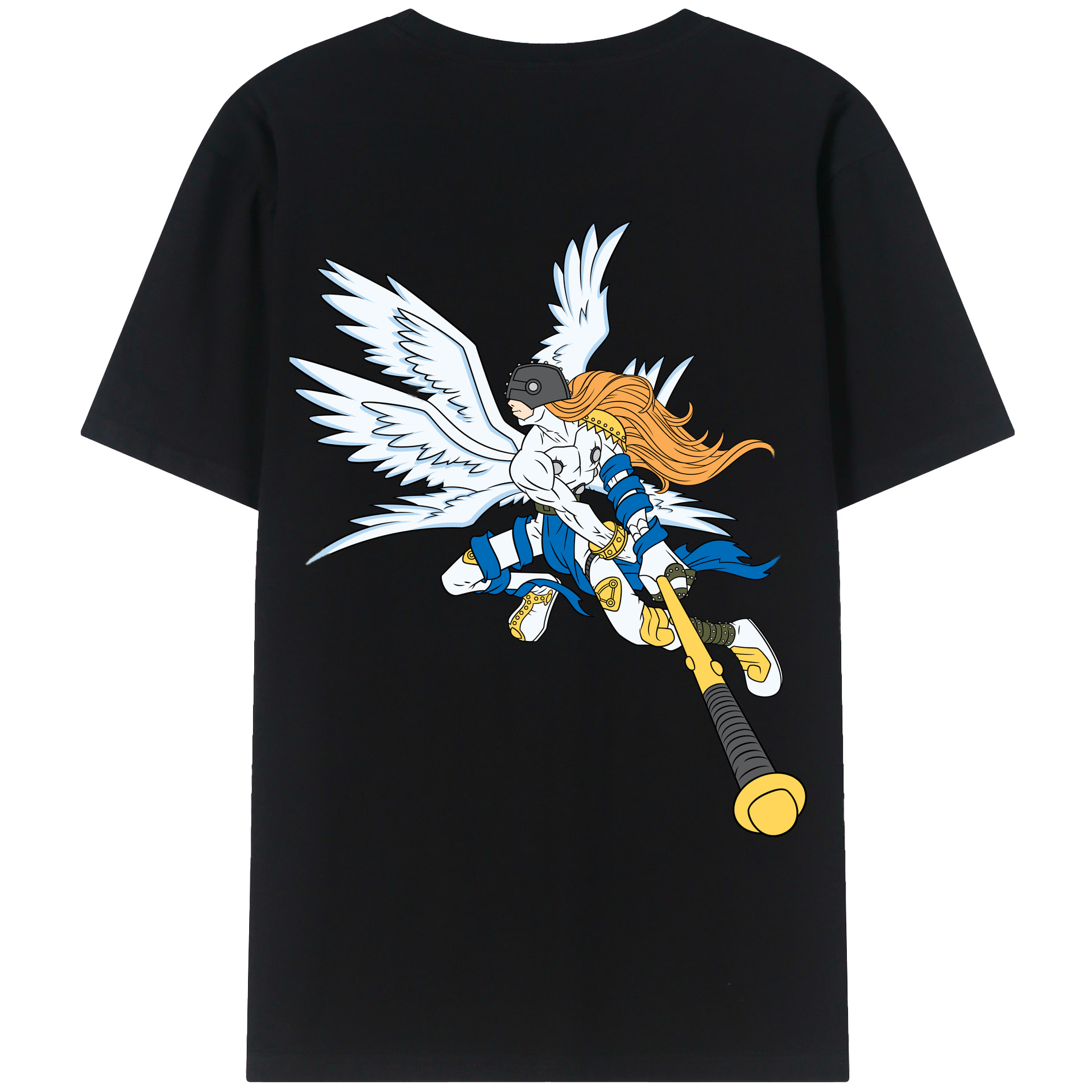 （画像用） Digimon デジタルモンスター/デジモン 綿100％ メンズ半袖Tシャツ（バックプリント） 通気性