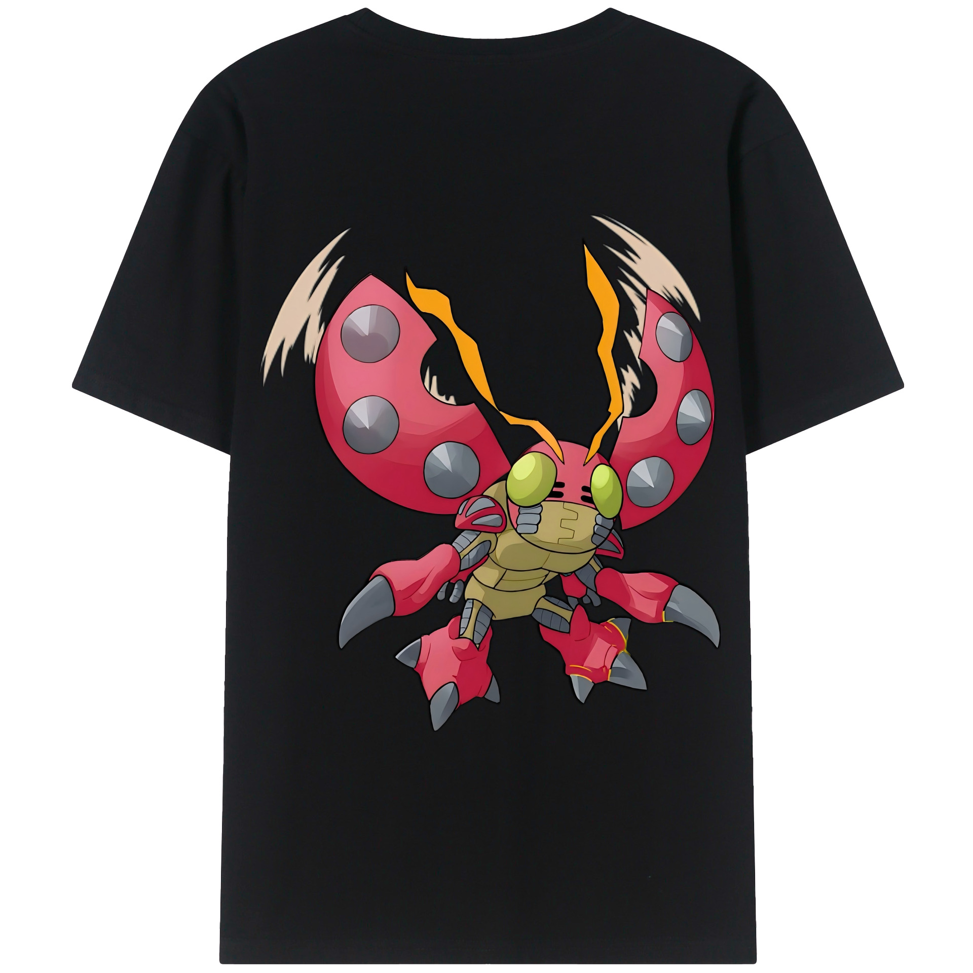 （画像用） Digimon デジタルモンスター/デジモン 綿100％ メンズ半袖Tシャツ（バックプリント） 通気性