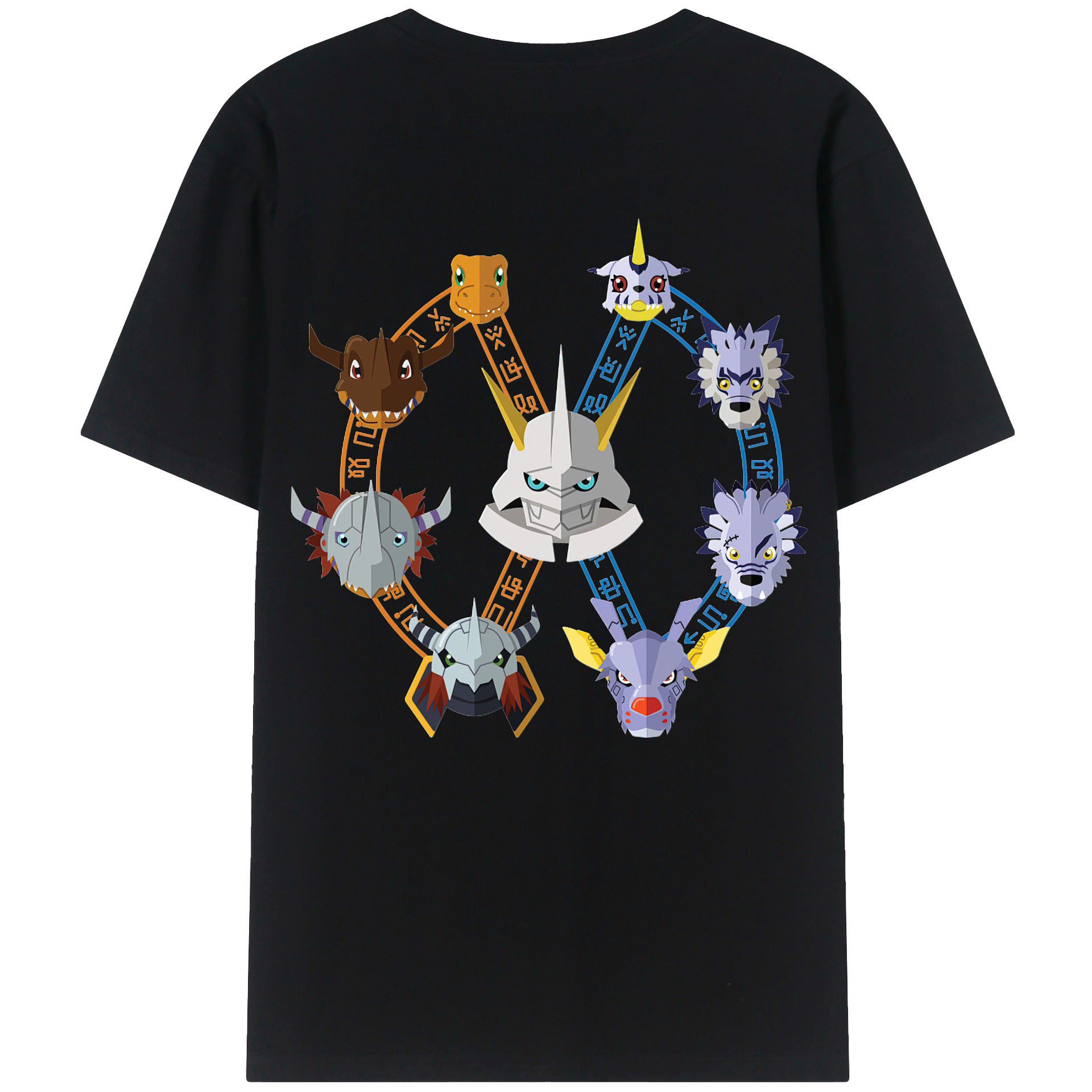 （画像用） Digimon デジタルモンスター/デジモン 綿100％ メンズ半袖Tシャツ（バックプリント） 通気性