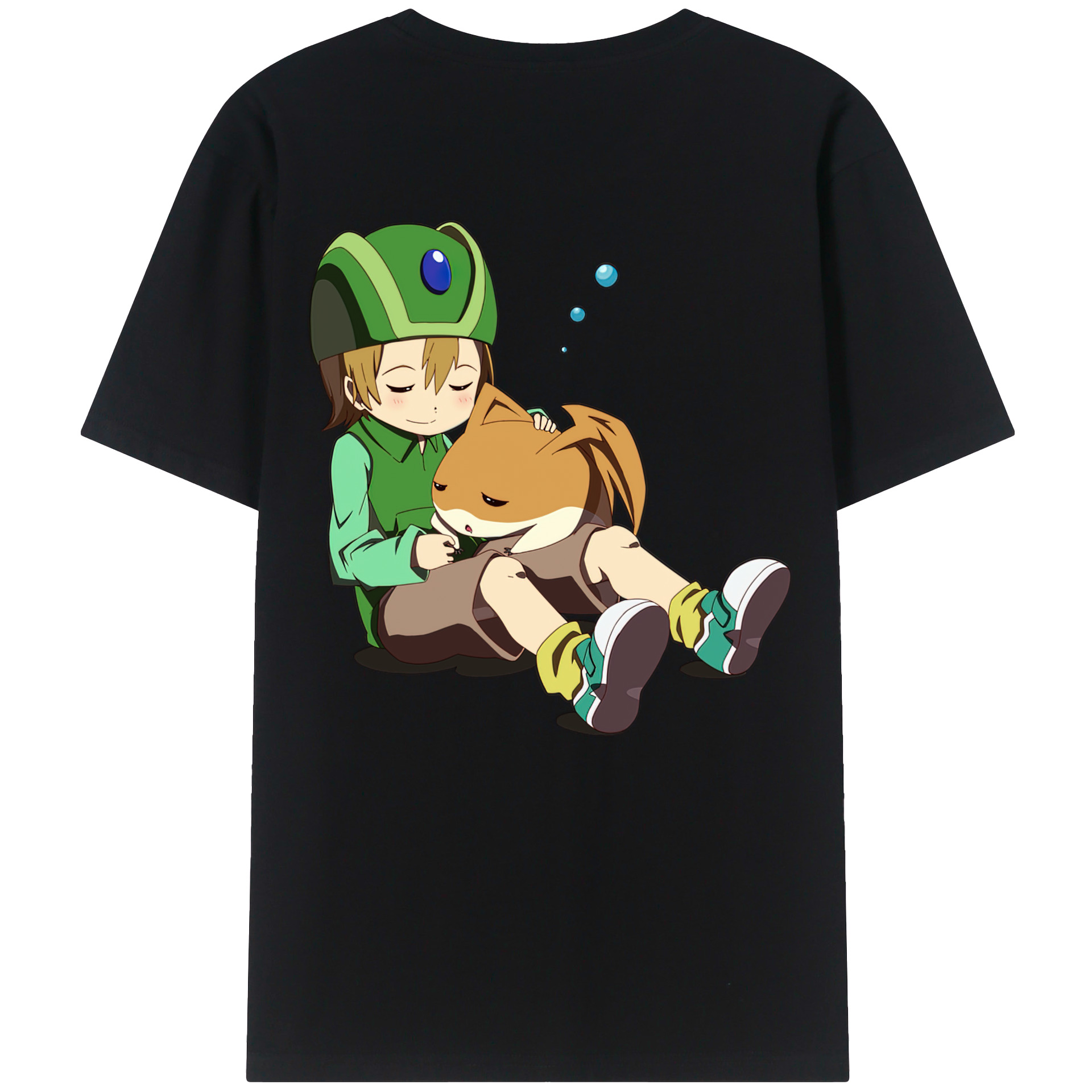 （画像用） Digimon デジタルモンスター/デジモン 綿100％ メンズ半袖Tシャツ（バックプリント） 通気性