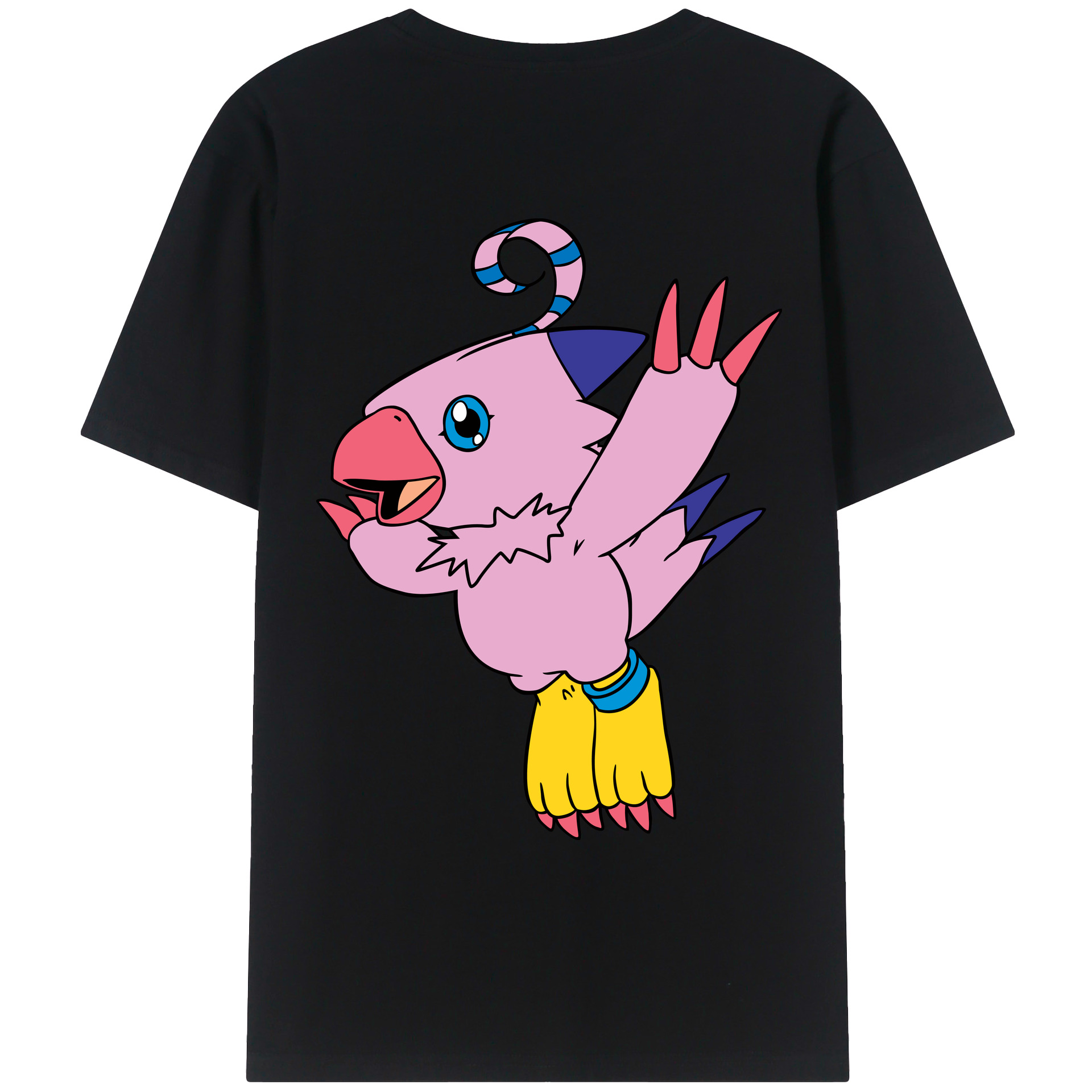 （画像用） Digimon デジタルモンスター/デジモン 綿100％ メンズ半袖Tシャツ（バックプリント） 通気性