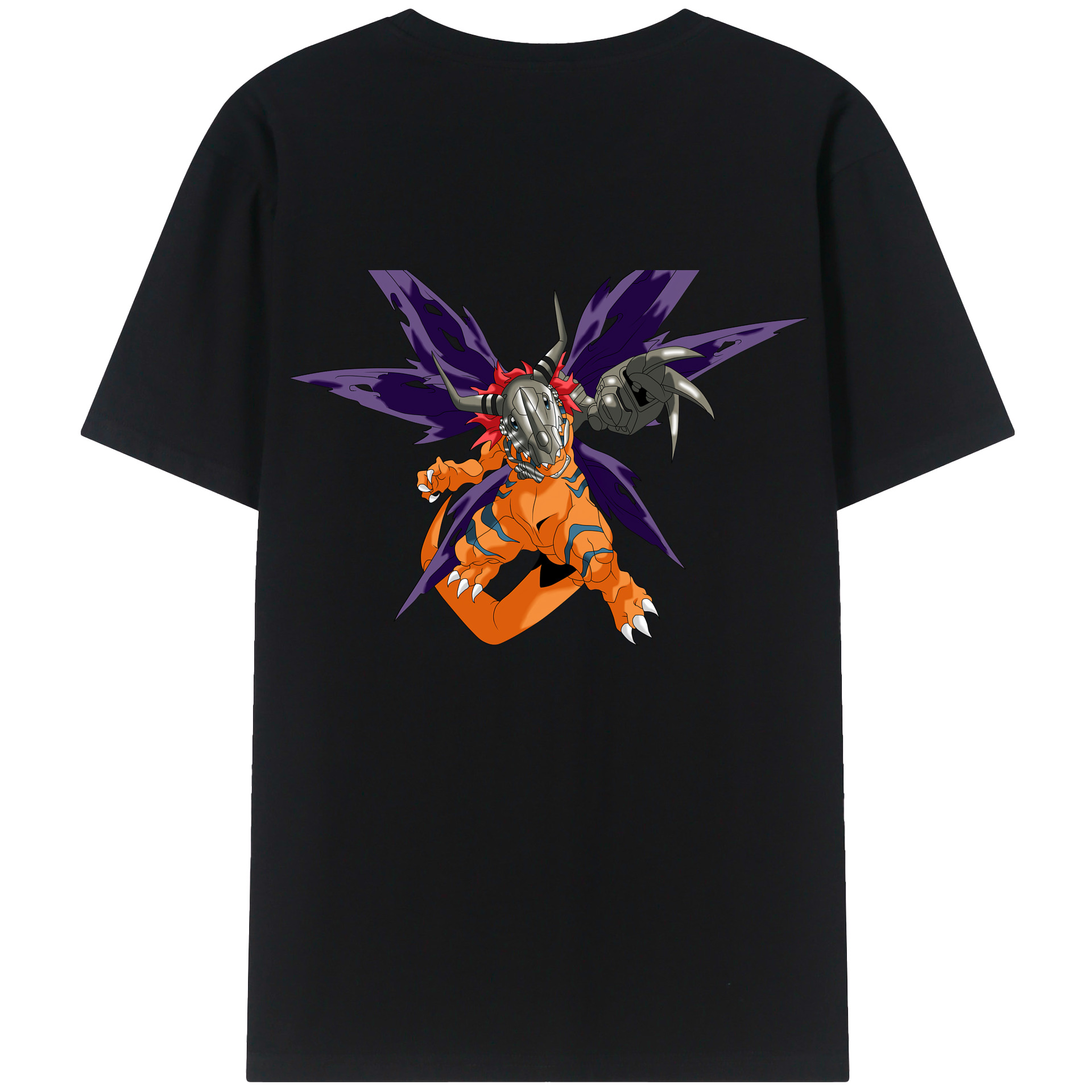 （画像用） Digimon デジタルモンスター/デジモン 綿100％ メンズ半袖Tシャツ（バックプリント） 通気性