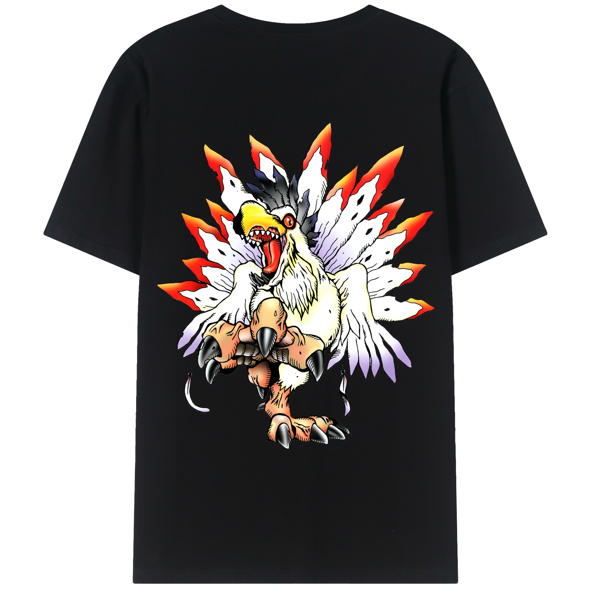 （画像用） Digimon デジタルモンスター/デジモン 綿100％ メンズ半袖Tシャツ（バックプリント） 通気性