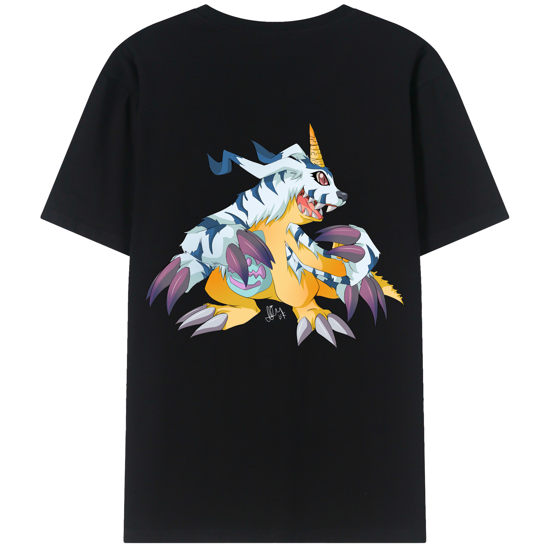（画像用） Digimon デジタルモンスター/デジモン 綿100％ メンズ半袖Tシャツ（バックプリント） 通気性