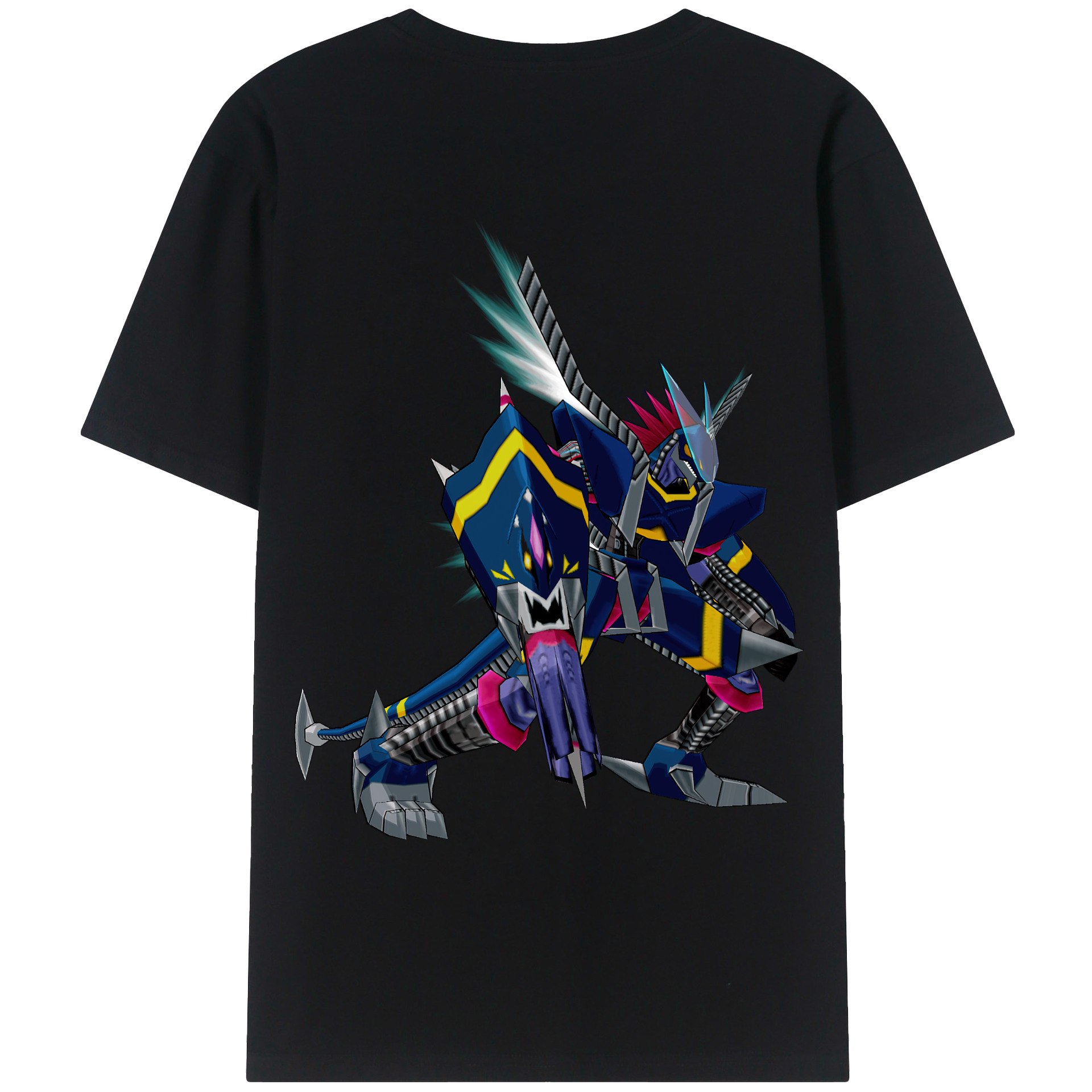 （画像用） Digimon デジタルモンスター/デジモン 綿100％ メンズ半袖Tシャツ（バックプリント） 通気性