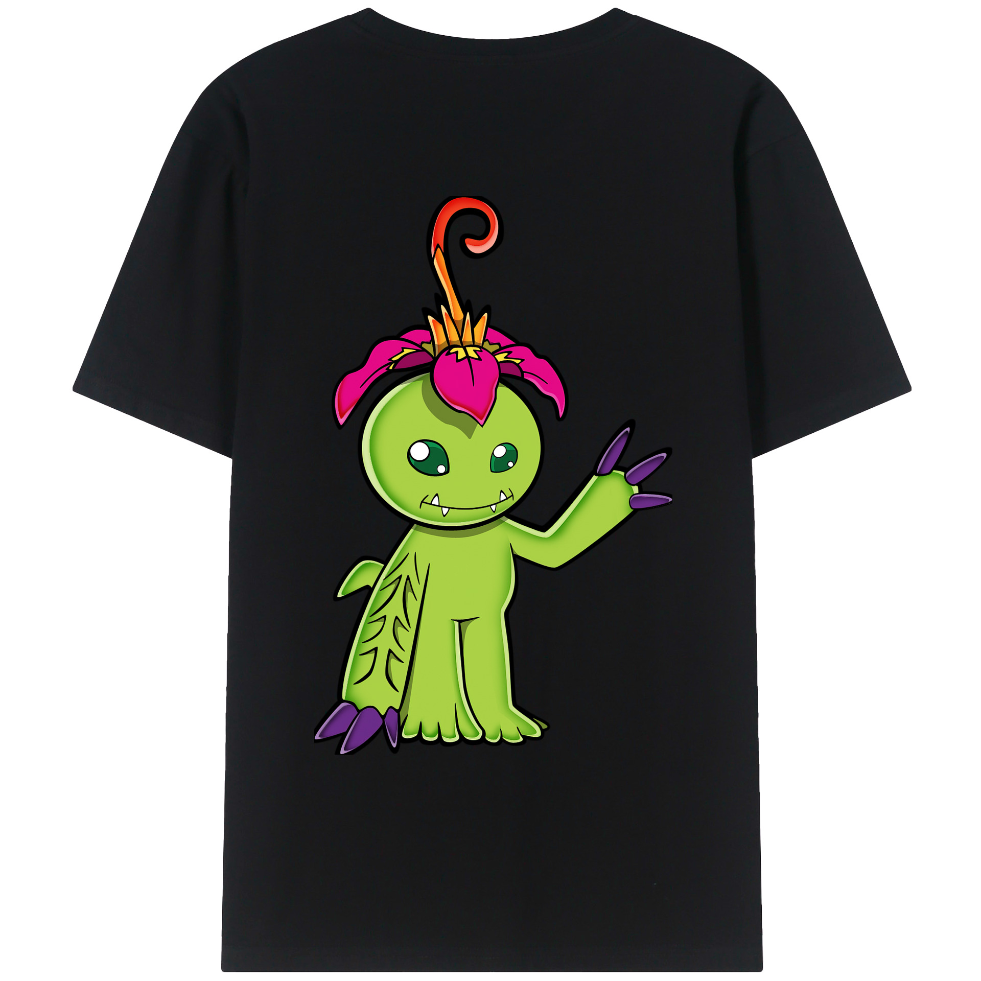 （画像用） Digimon デジタルモンスター/デジモン 綿100％ メンズ半袖Tシャツ（バックプリント） 通気性