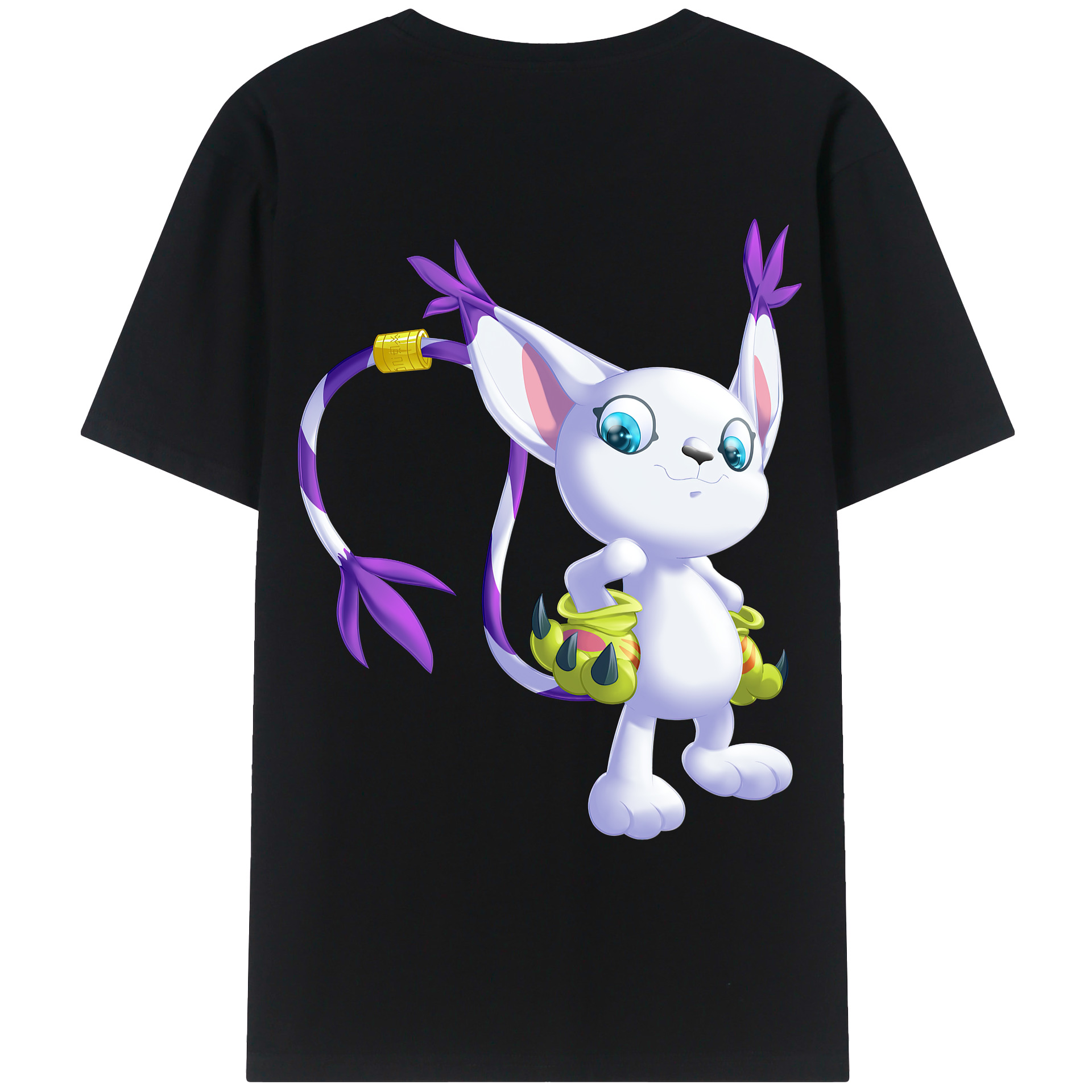 （画像用） Digimon デジタルモンスター/デジモン 綿100％ メンズ半袖Tシャツ（バックプリント） 通気性