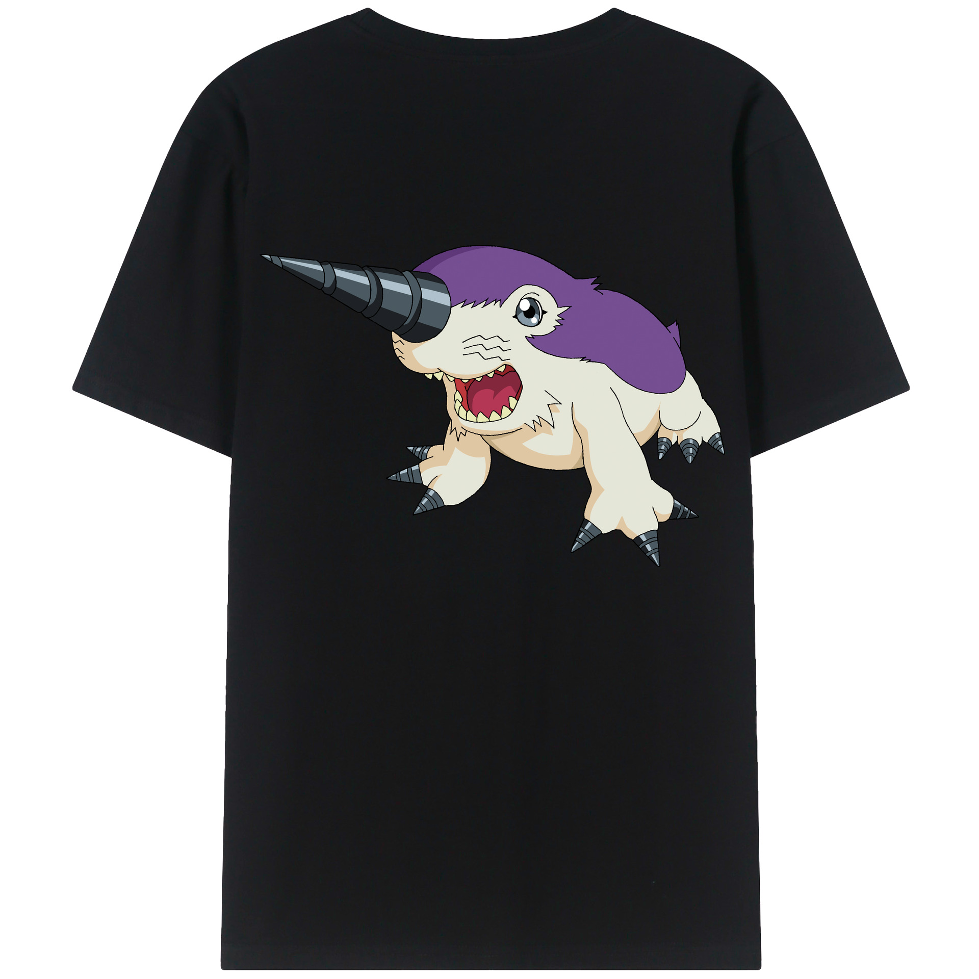 （画像用） Digimon デジタルモンスター/デジモン 綿100％ メンズ半袖Tシャツ（バックプリント） 通気性