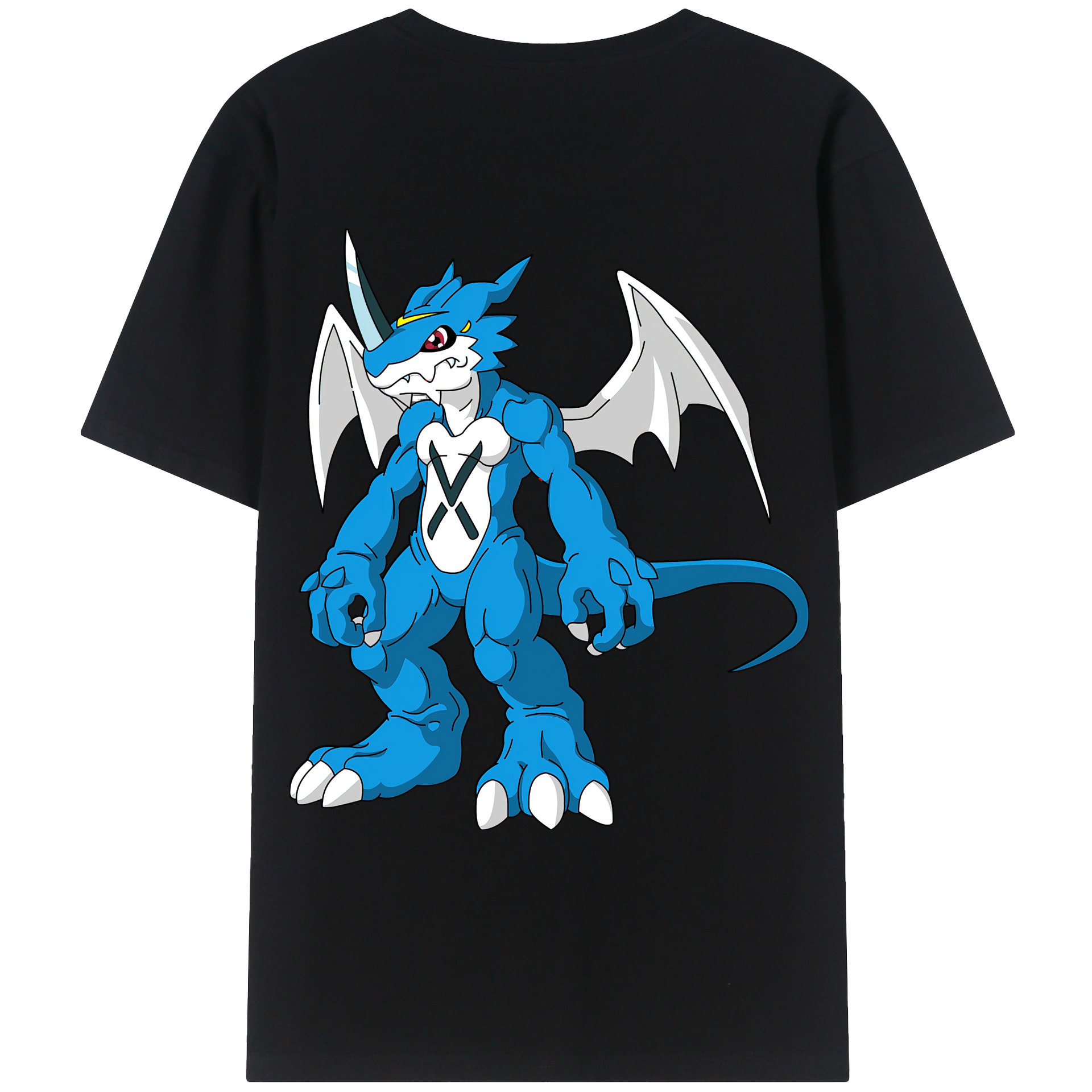 （画像用） Digimon デジタルモンスター/デジモン 綿100％ メンズ半袖Tシャツ（バックプリント） 通気性