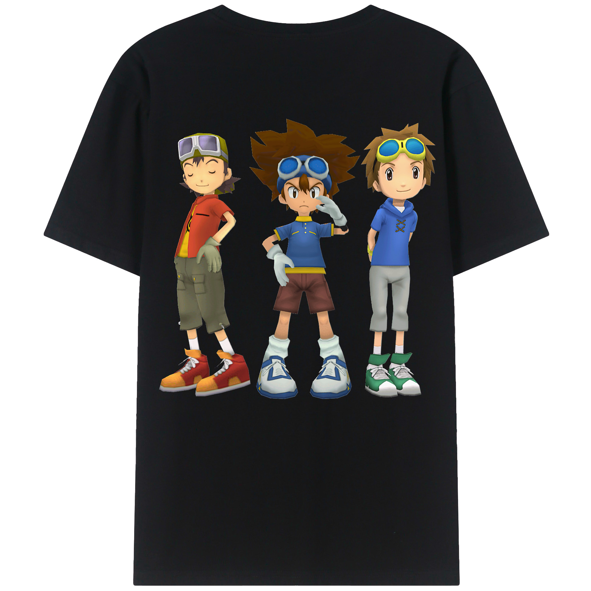 （画像用） Digimon デジタルモンスター/デジモン 綿100％ メンズ半袖Tシャツ（バックプリント） 通気性