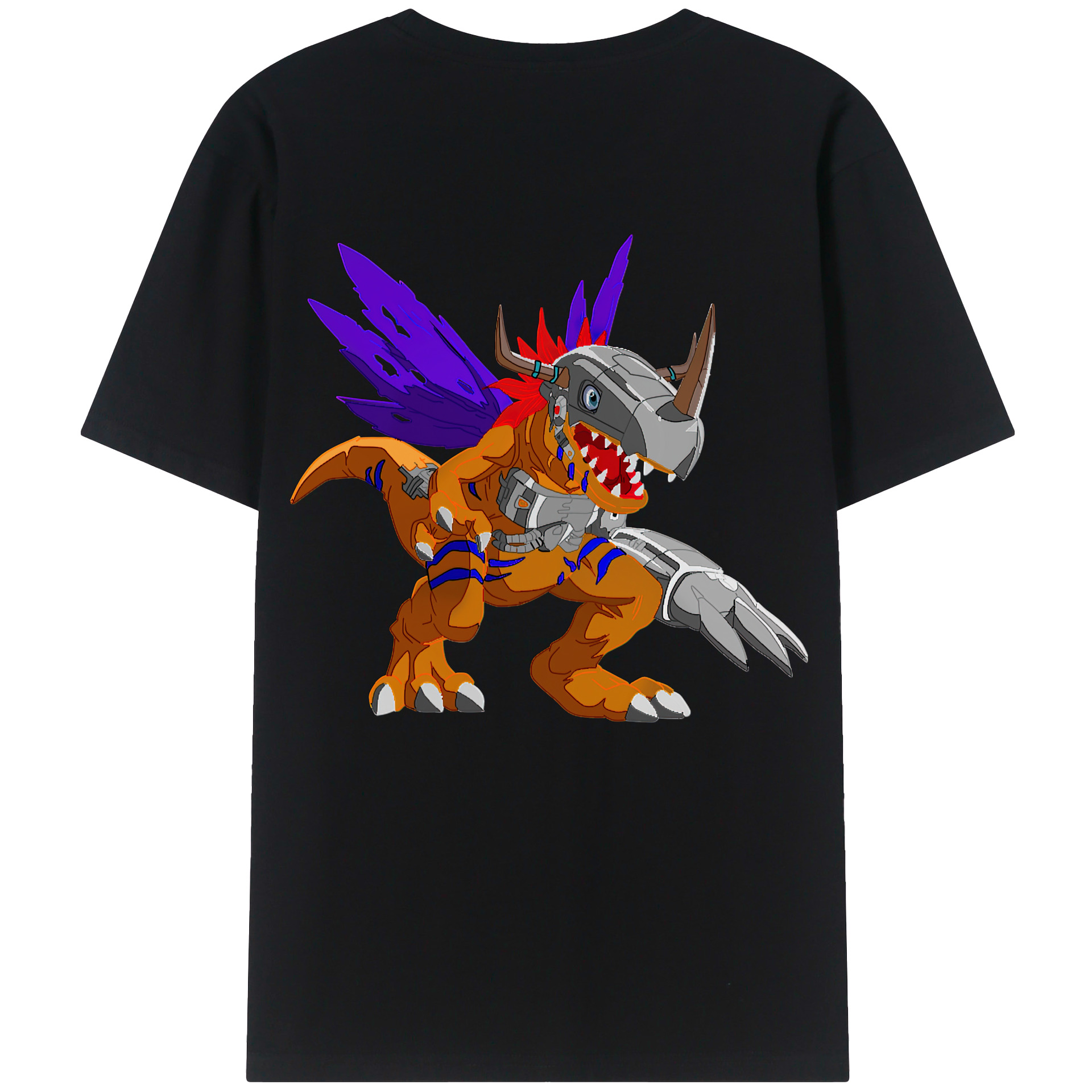 （画像用） Digimon デジタルモンスター/デジモン 綿100％ メンズ半袖Tシャツ（バックプリント） 通気性