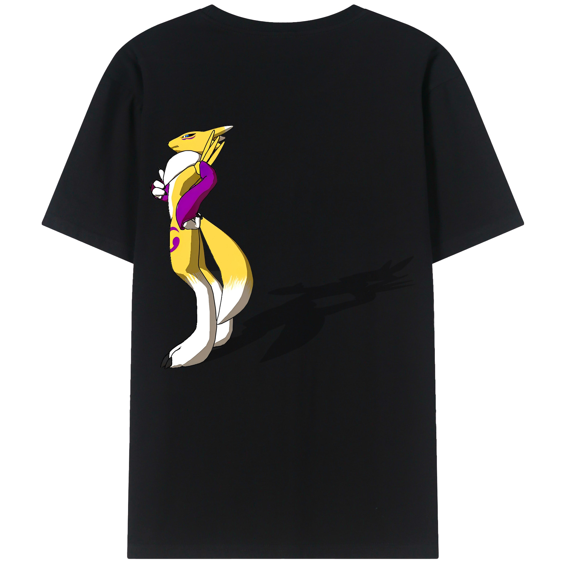 （画像用） Digimon デジタルモンスター/デジモン 綿100％ メンズ半袖Tシャツ（バックプリント） 通気性