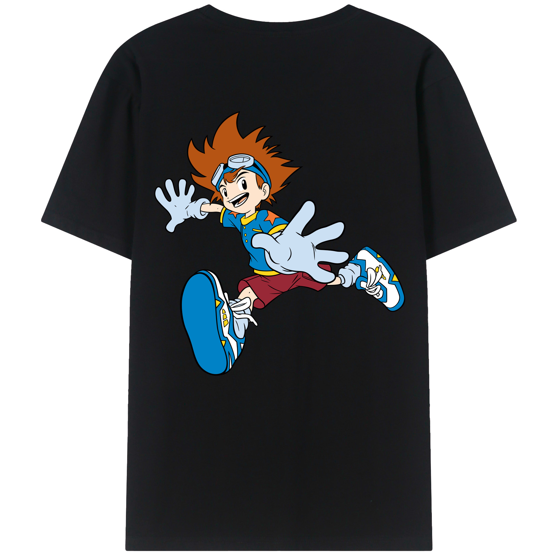 （画像用） Digimon デジタルモンスター/デジモン 綿100％ メンズ半袖Tシャツ（バックプリント） 通気性
