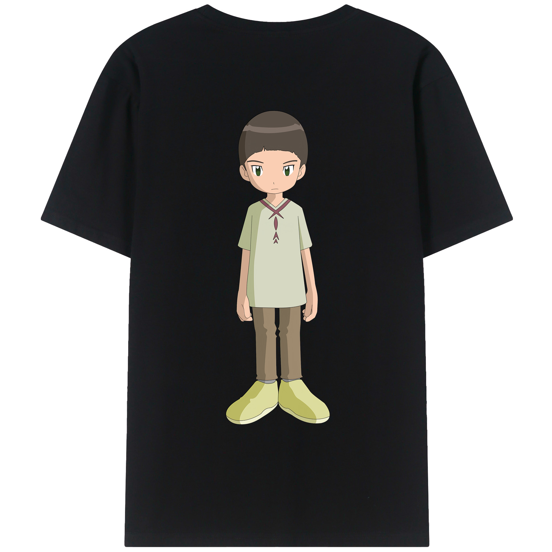 （画像用） Digimon デジタルモンスター/デジモン 綿100％ メンズ半袖Tシャツ（バックプリント） 通気性