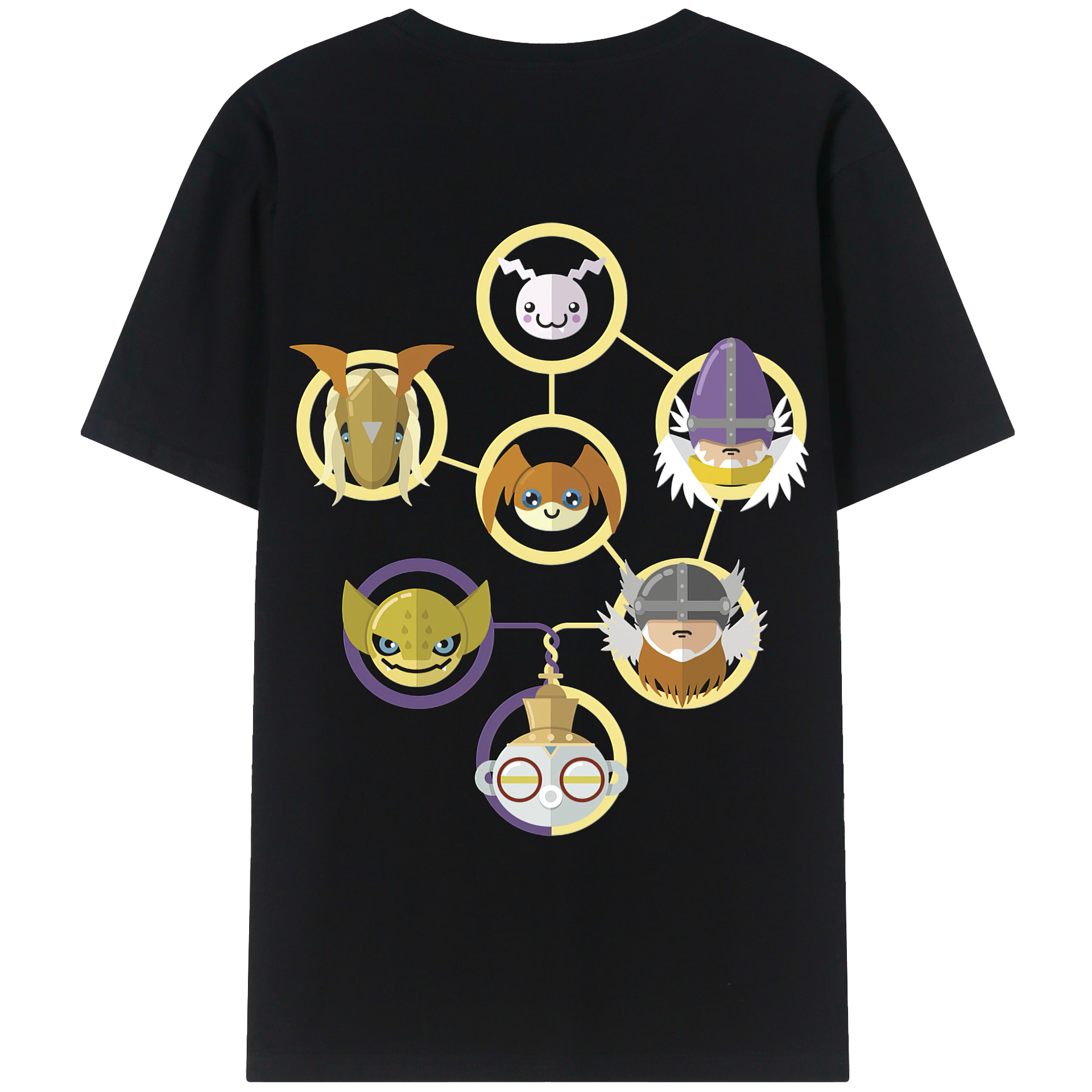 （画像用） Digimon デジタルモンスター/デジモン 綿100％ メンズ半袖Tシャツ（バックプリント） 通気性