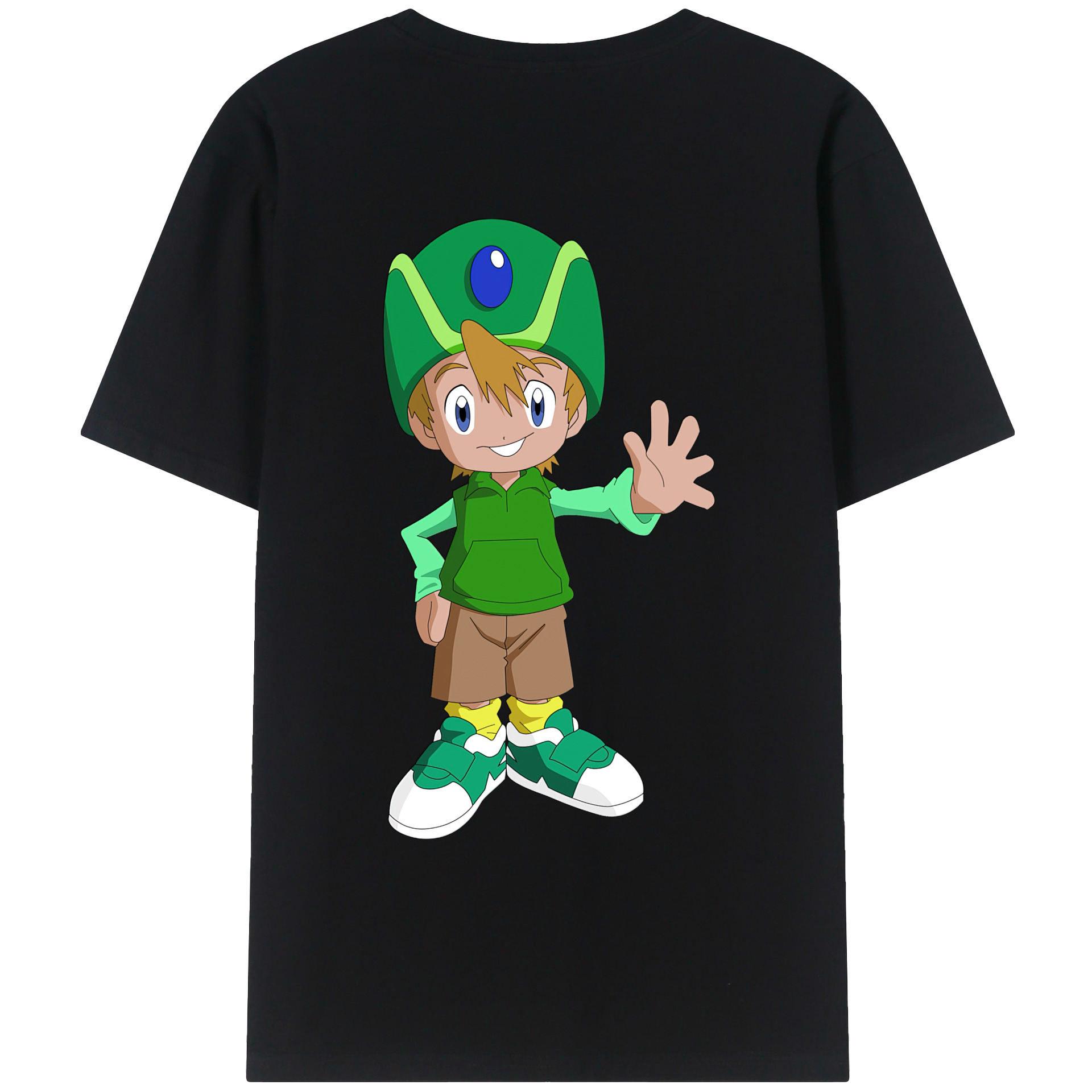 （画像用） Digimon デジタルモンスター/デジモン 綿100％ メンズ半袖Tシャツ（バックプリント） 通気性