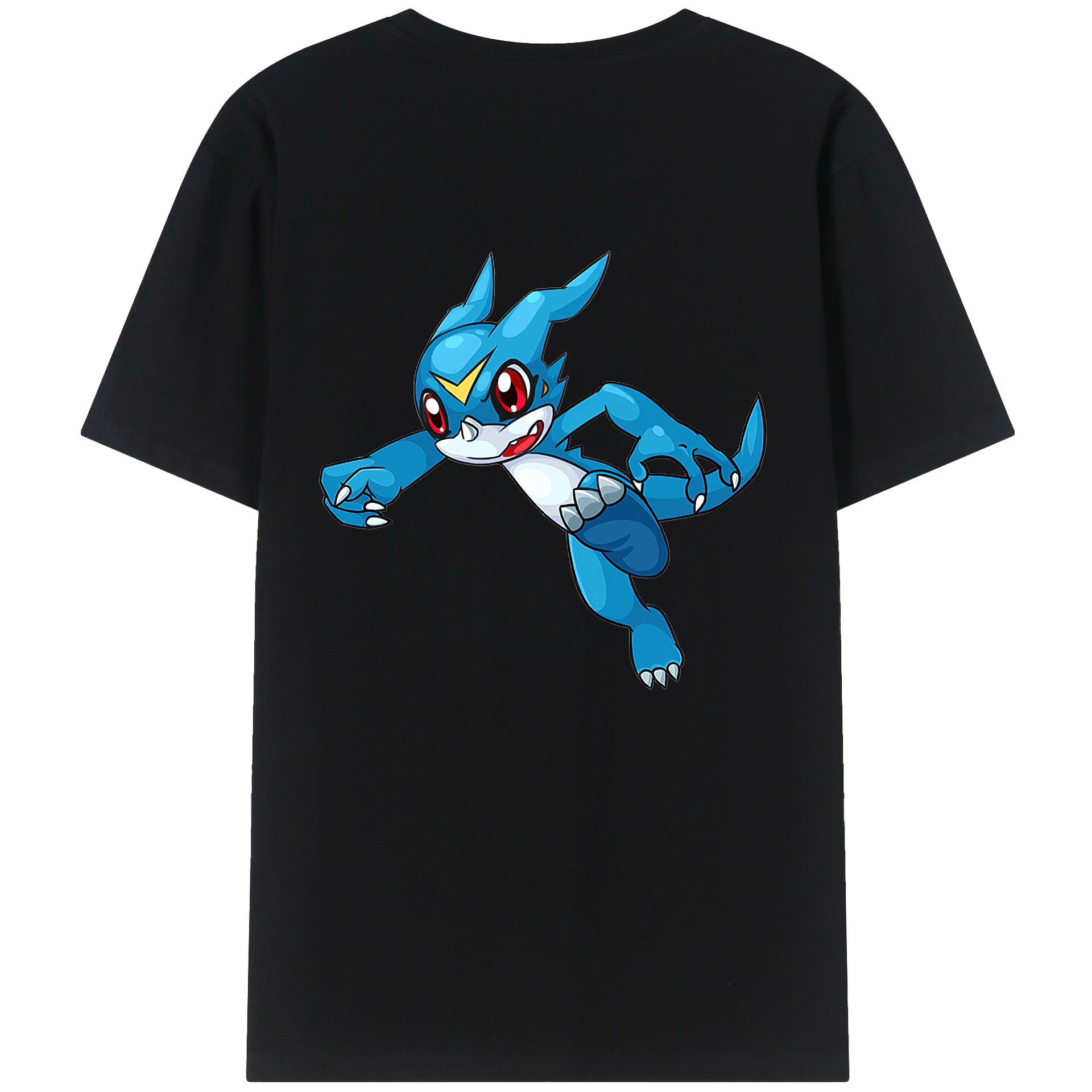 （画像用） Digimon デジタルモンスター/デジモン 綿100％ メンズ半袖Tシャツ（バックプリント） 通気性