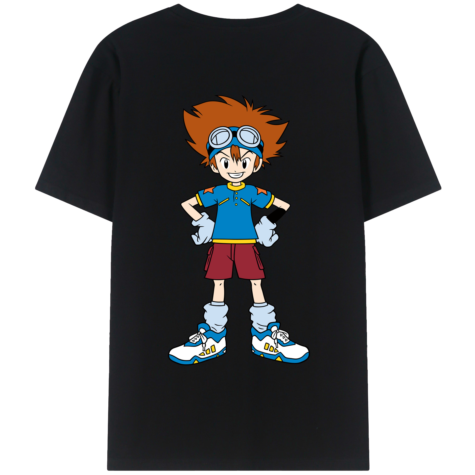（画像用） Digimon デジタルモンスター/デジモン 綿100％ メンズ半袖Tシャツ（バックプリント） 通気性