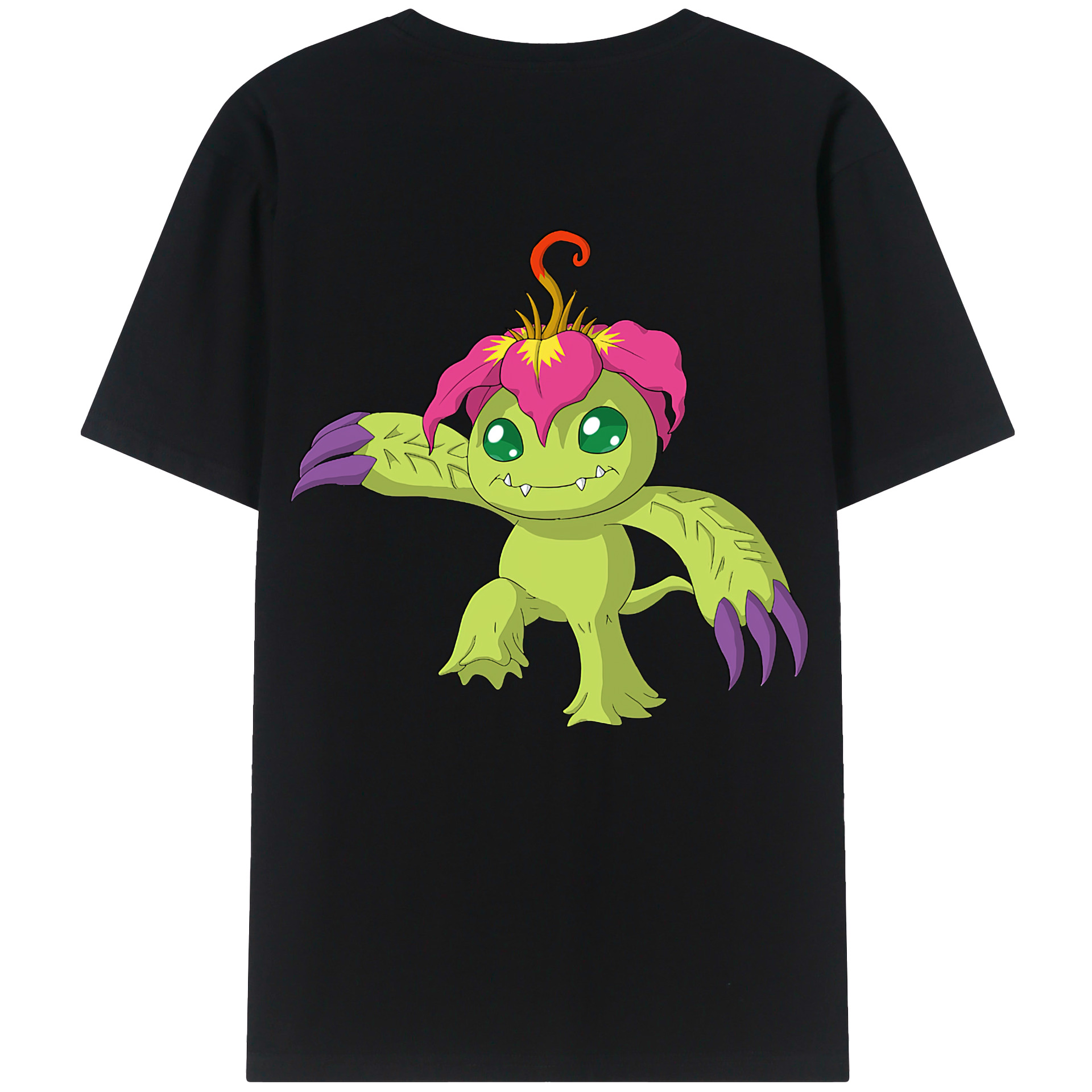 （画像用） Digimon デジタルモンスター/デジモン 綿100％ メンズ半袖Tシャツ（バックプリント） 通気性