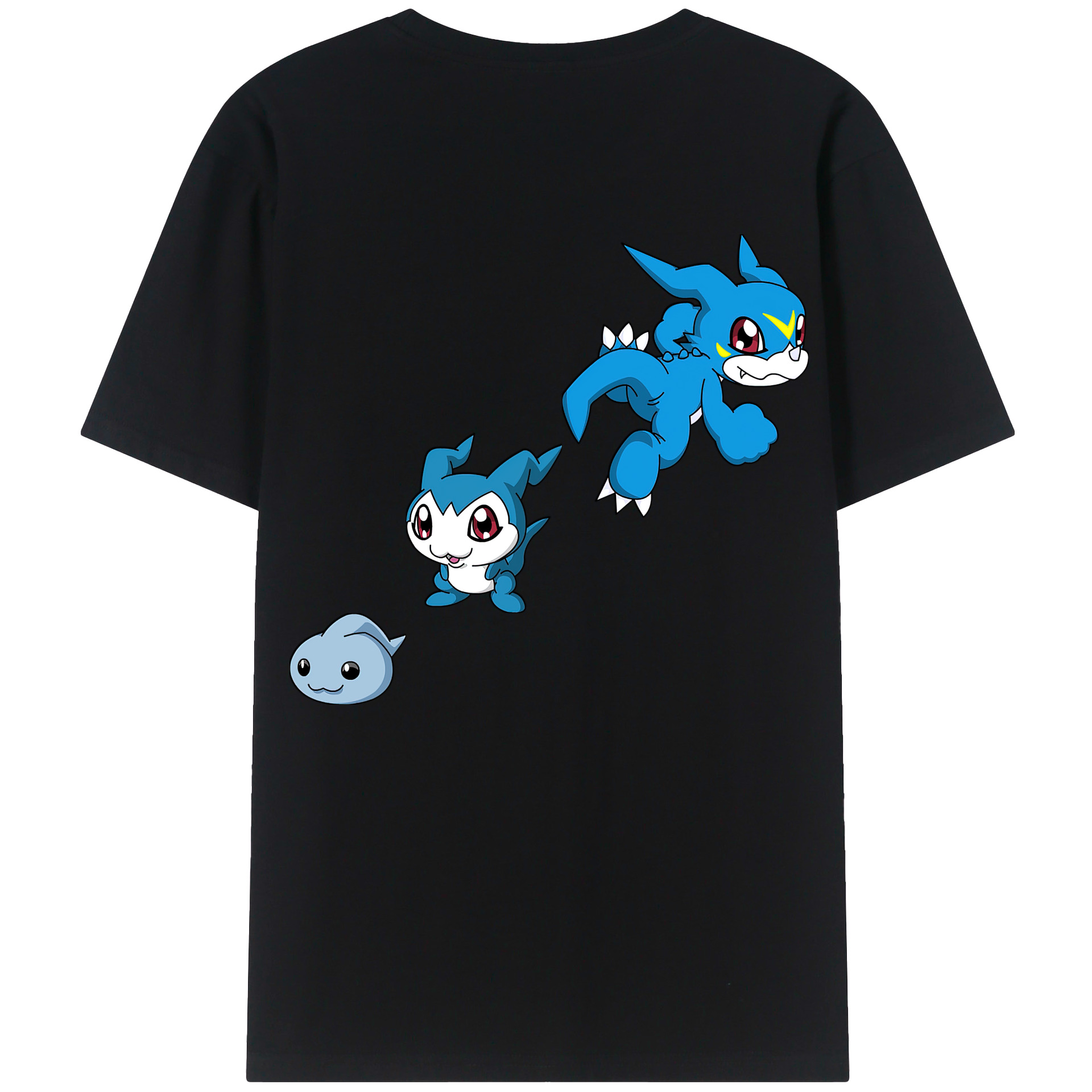 （画像用） Digimon デジタルモンスター/デジモン 綿100％ メンズ半袖Tシャツ（バックプリント） 通気性