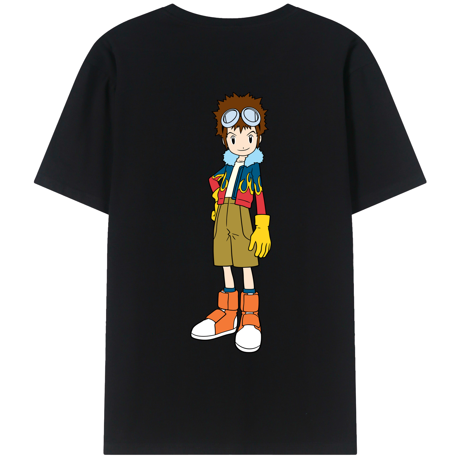 （画像用） Digimon デジタルモンスター/デジモン 綿100％ メンズ半袖Tシャツ（バックプリント） 通気性